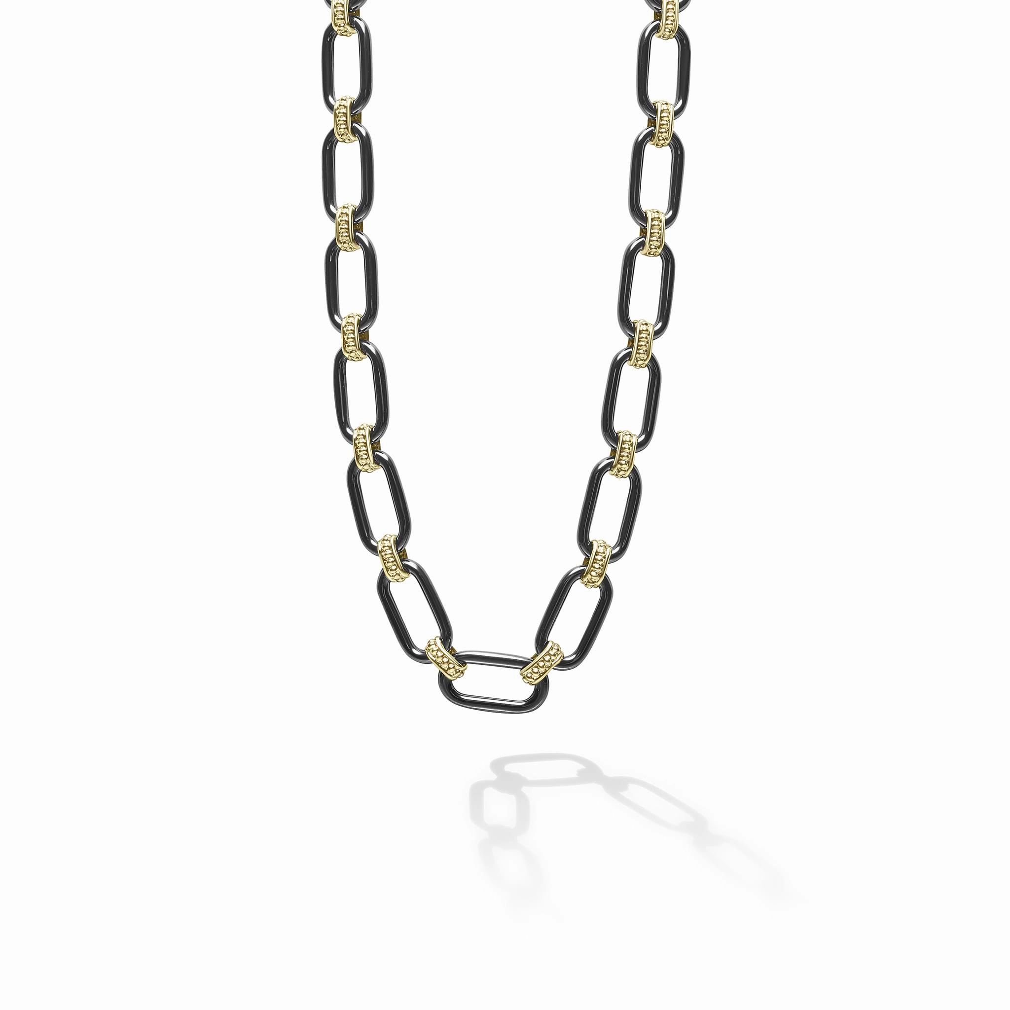 Signature Caviar 18K Gold and Black Ceramic Link Necklace | 6mm
