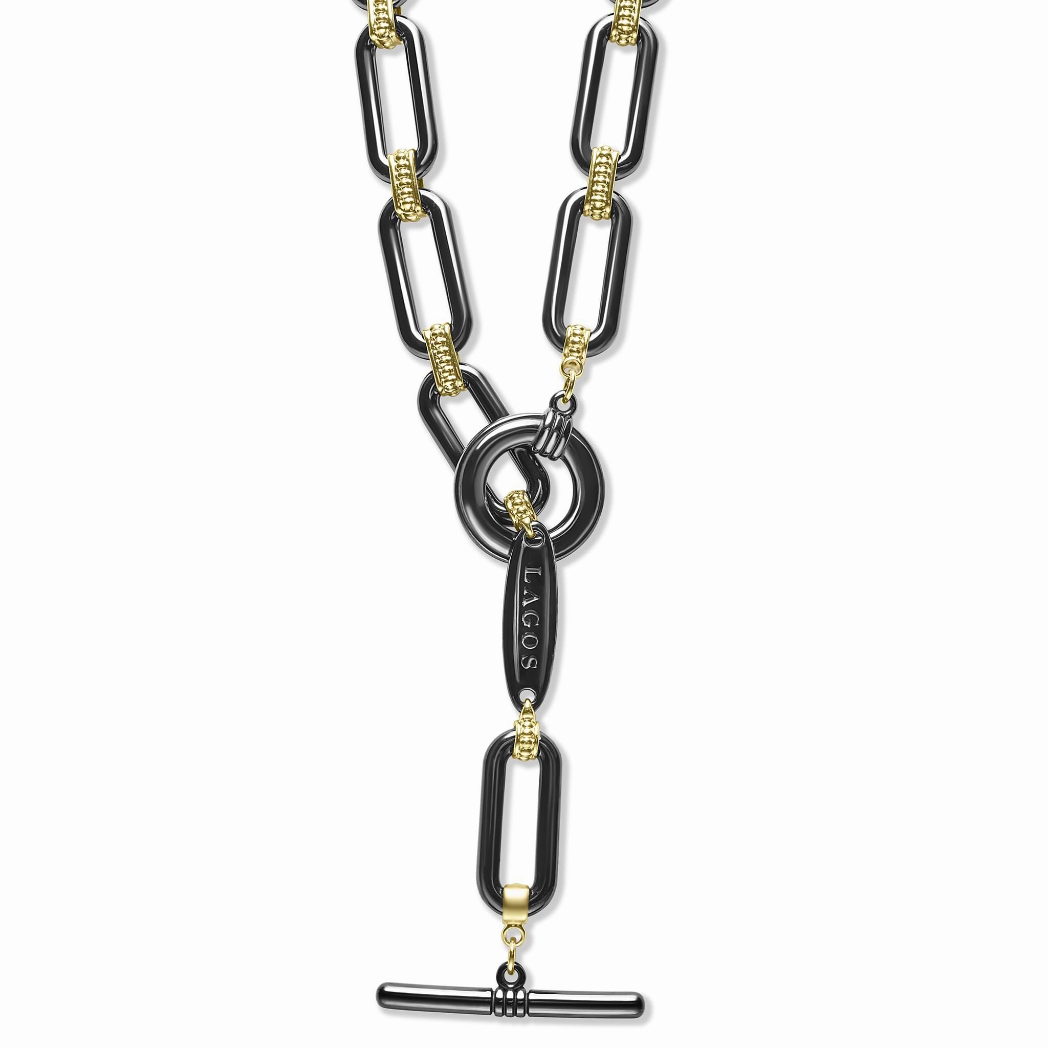 Signature Caviar 18K Gold and Black Ceramic Link Necklace | 9mm