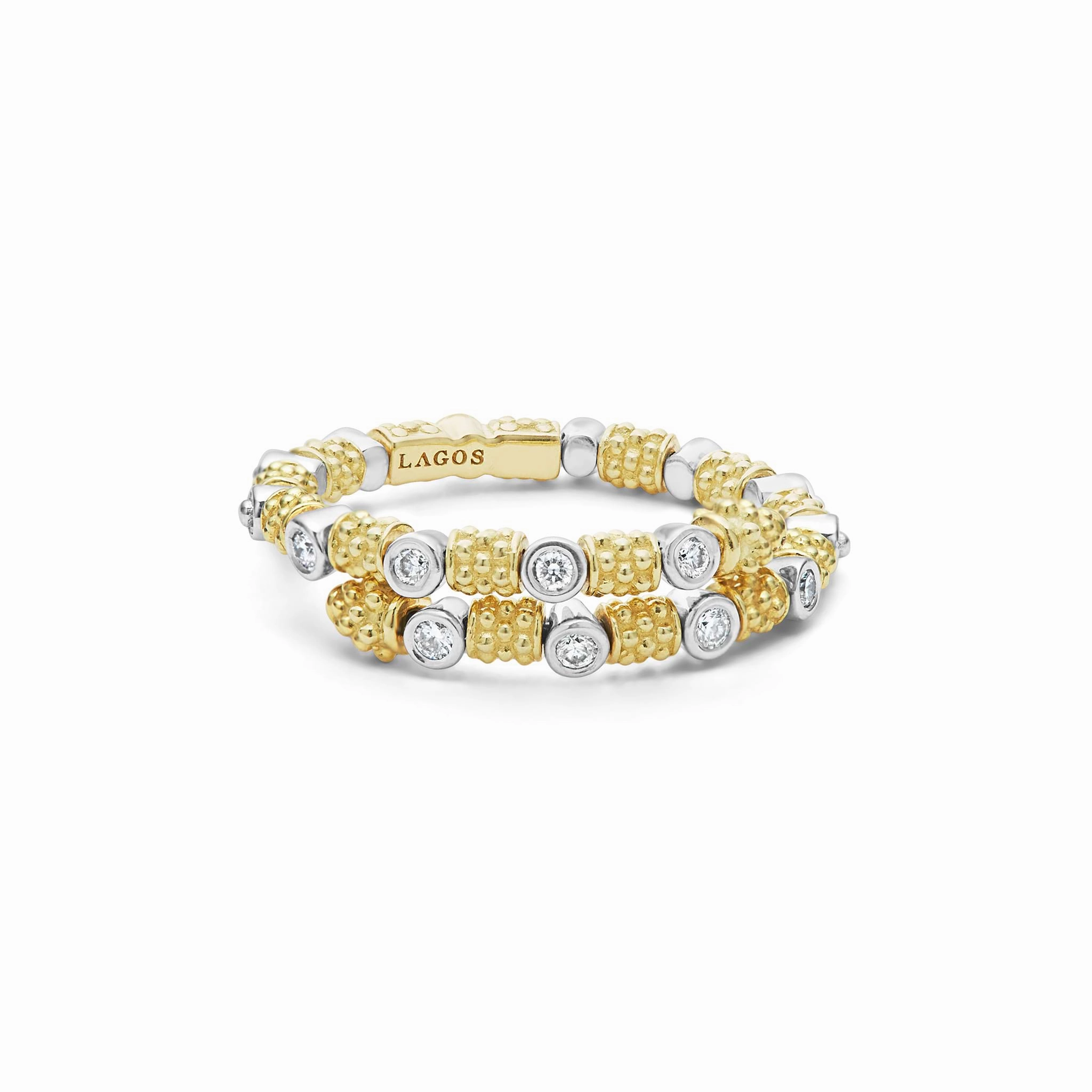 Signature Caviar 18K Gold and Diamond Superfine Band Ring