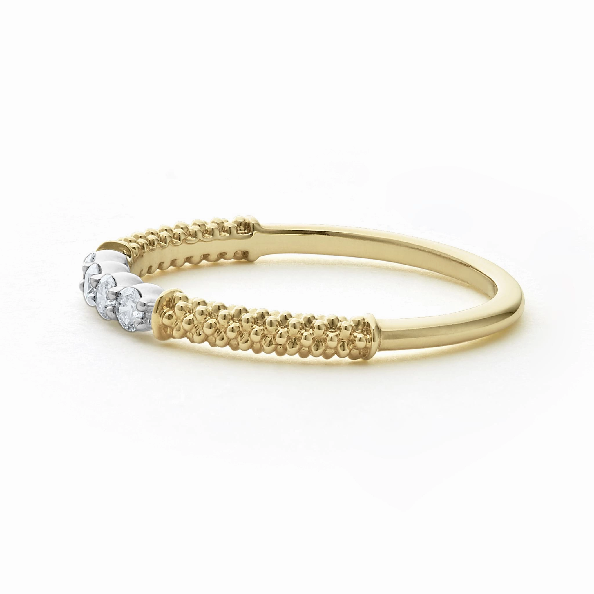 Signature Caviar 18K Gold Superfine Diamond Stacking Ring