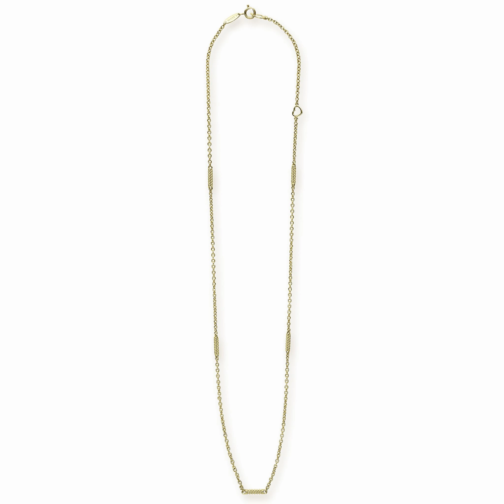 Signature Caviar 18K Gold Superfine Station Chain Necklace