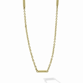 Signature Caviar 18K Gold Superfine Station Chain Necklace