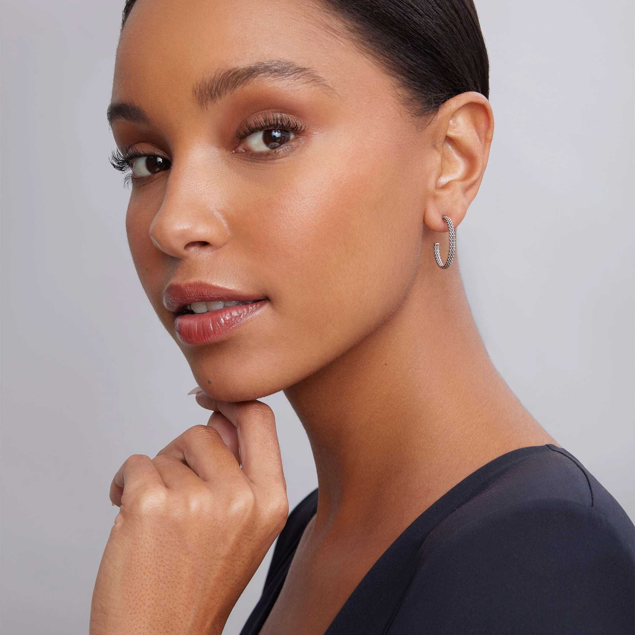 Signature Caviar Beaded Hoop Earrings