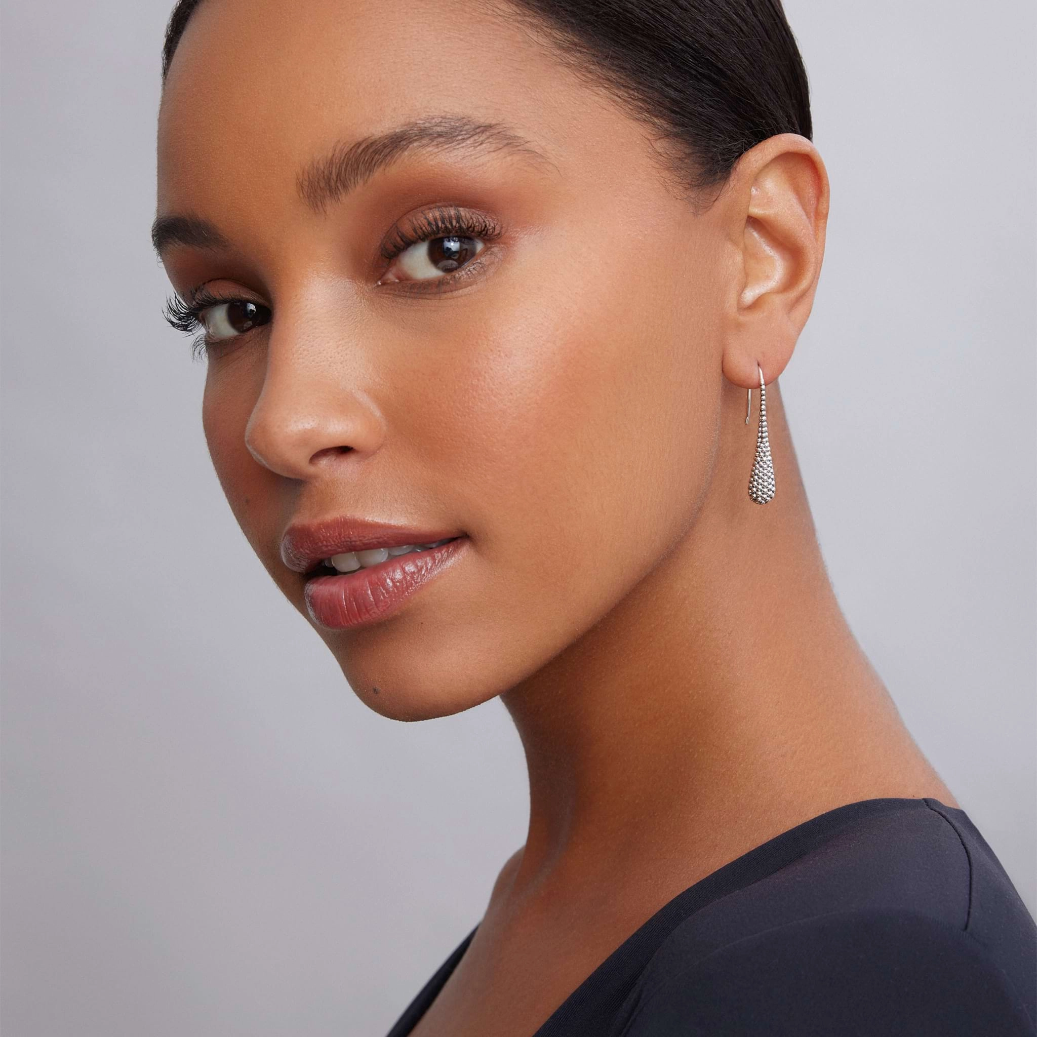 Signature Caviar Beaded Teardrop Earrings