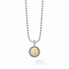 Signature Caviar C Initial Charm Necklace