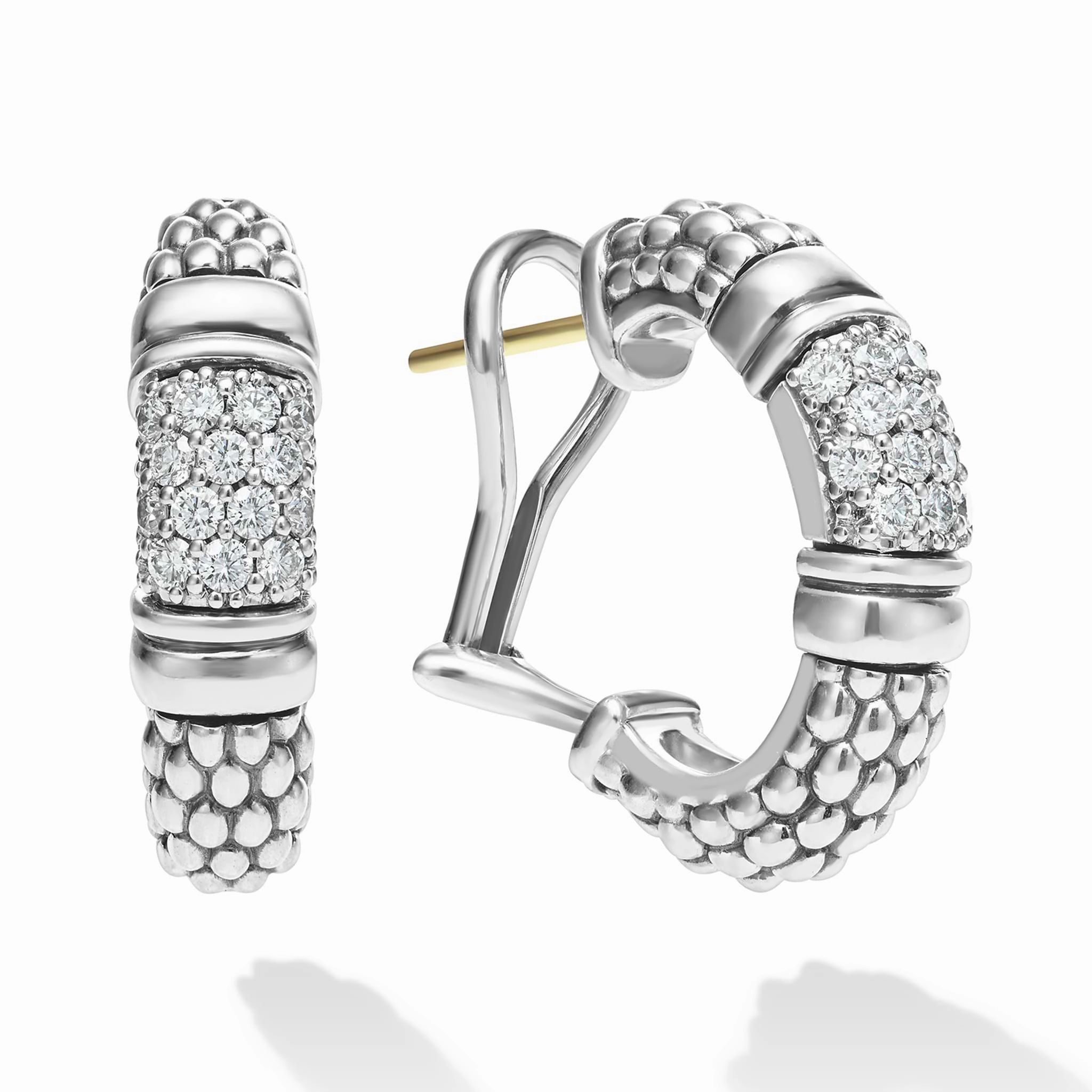 Signature Caviar Caviar Diamond Hoop Earrings