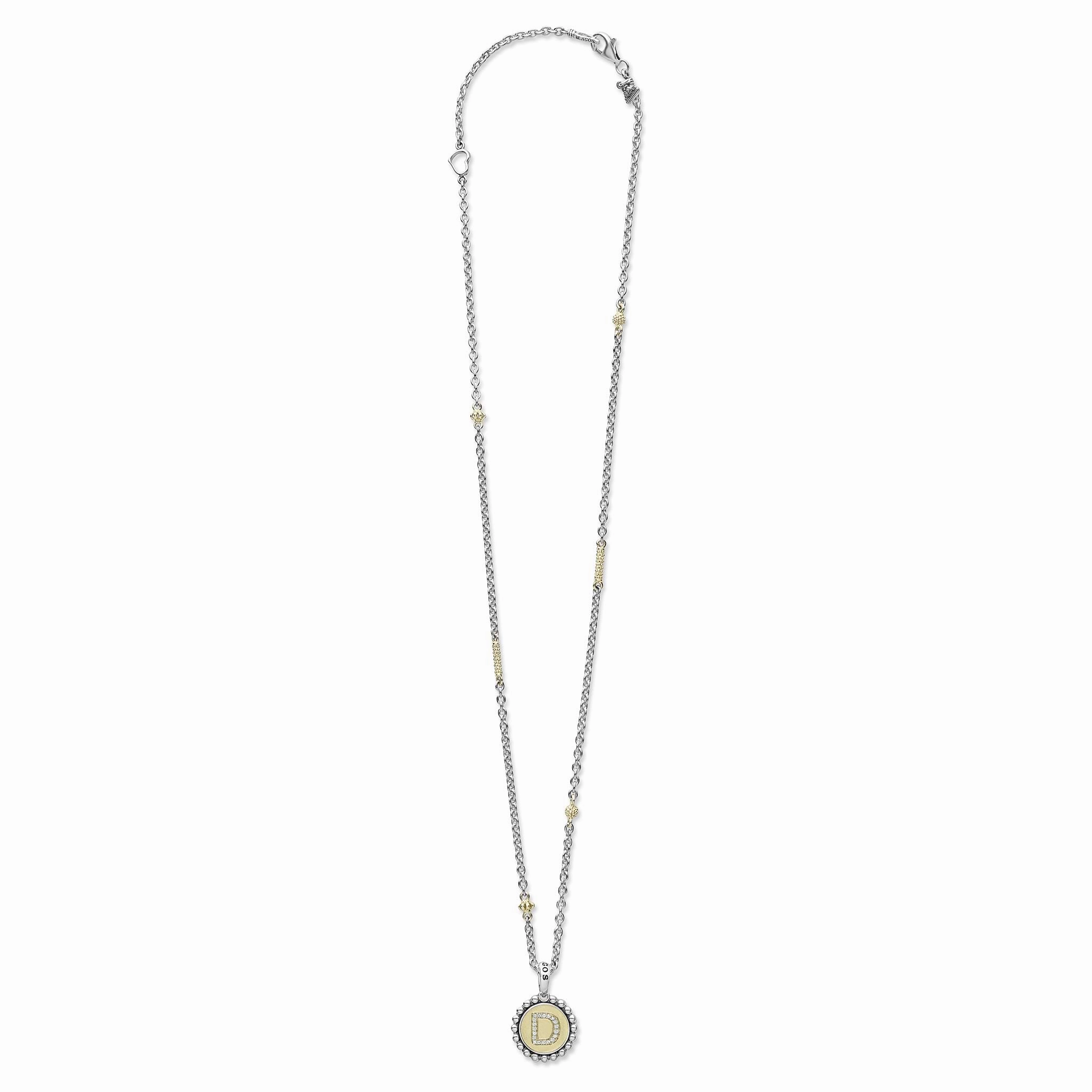 Signature Caviar D Initial Diamond Charm Necklace