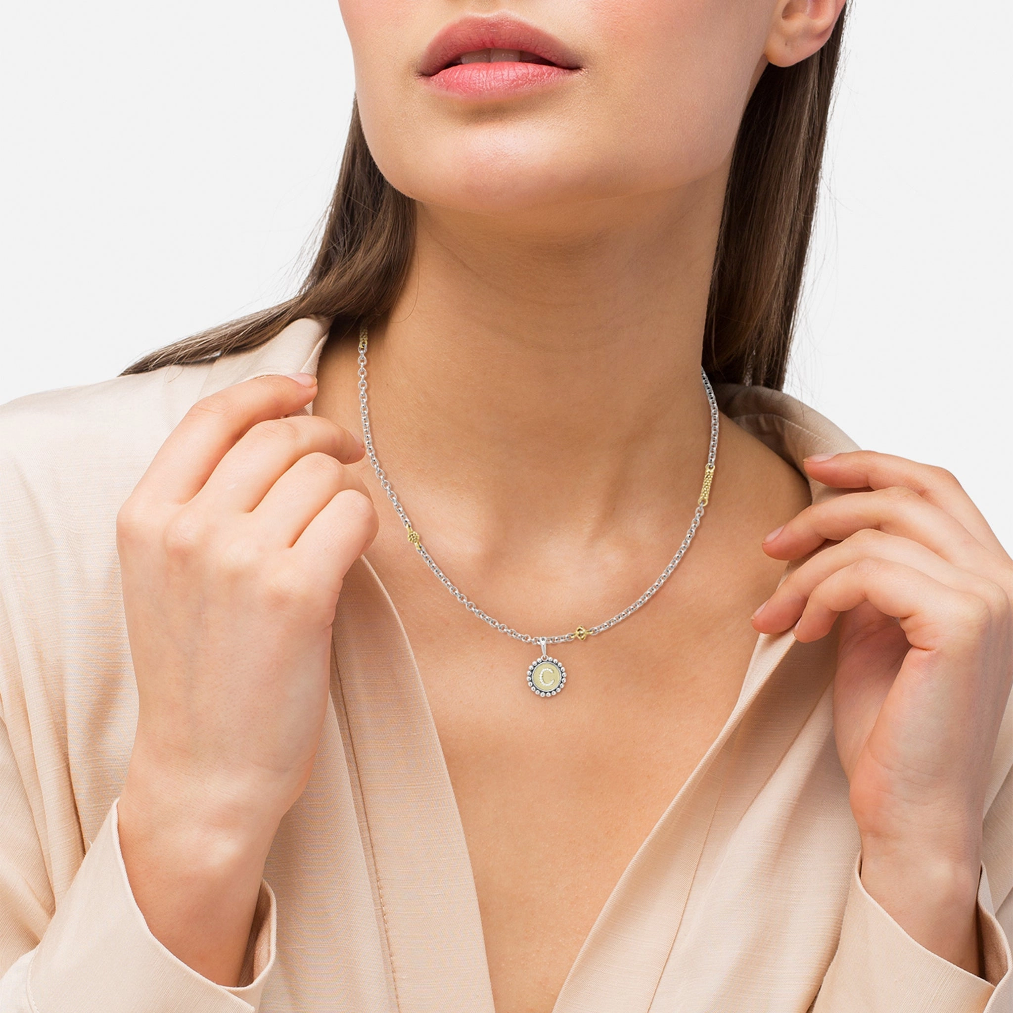 Signature Caviar Diamond C Initial Charm