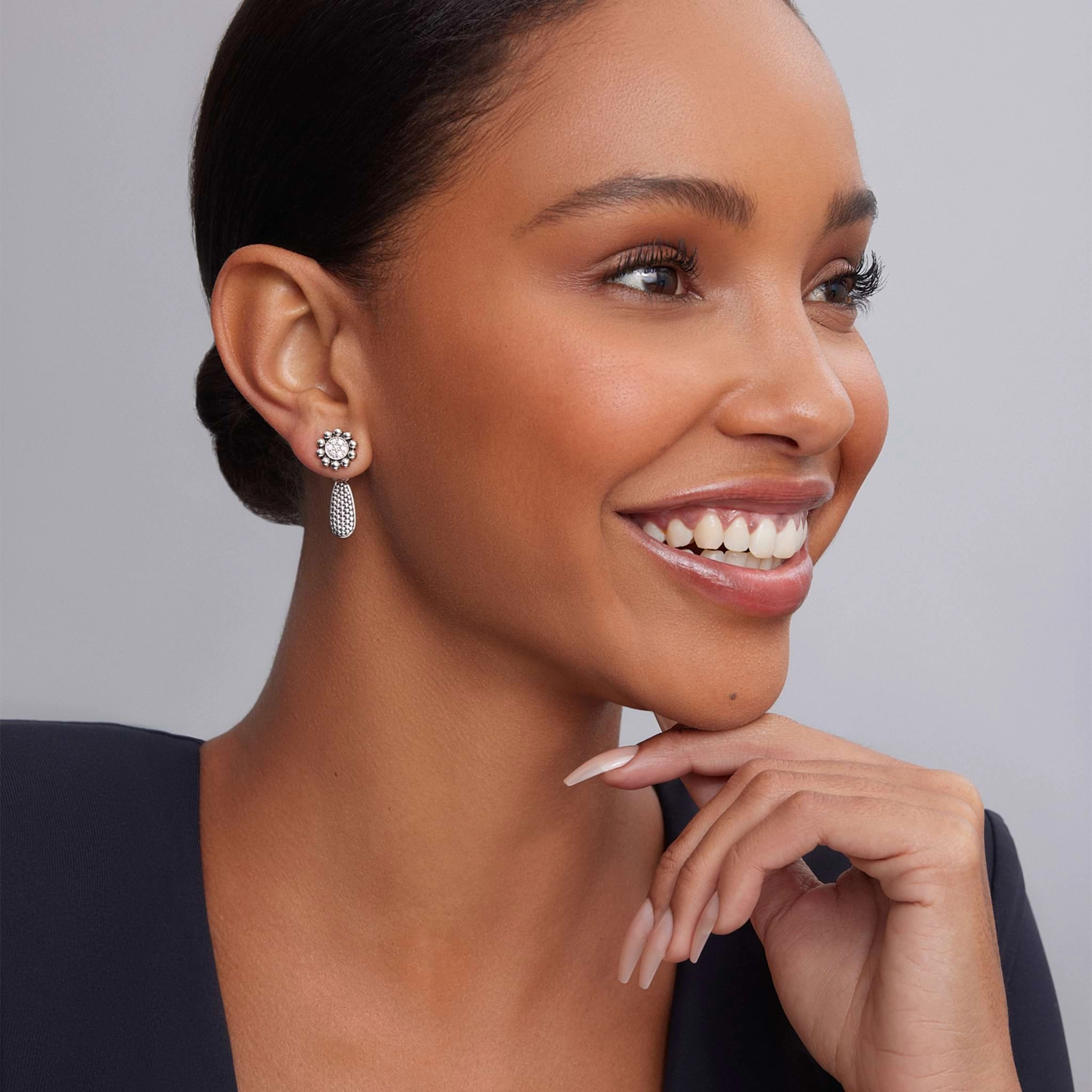Signature Caviar Diamond Drop Earrings