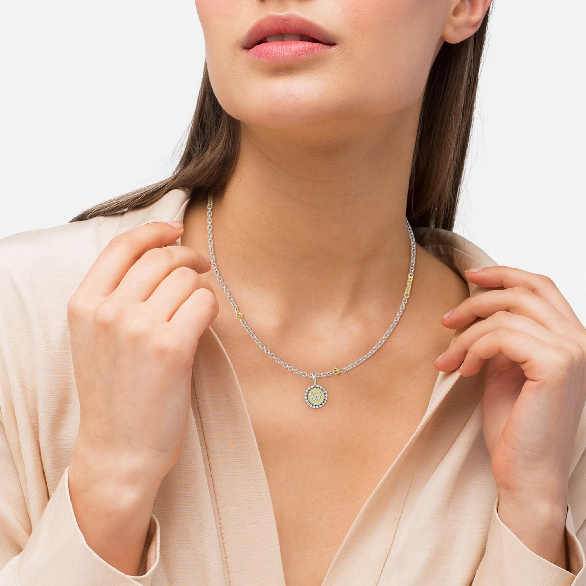 Signature Caviar Diamond W Initial Charm