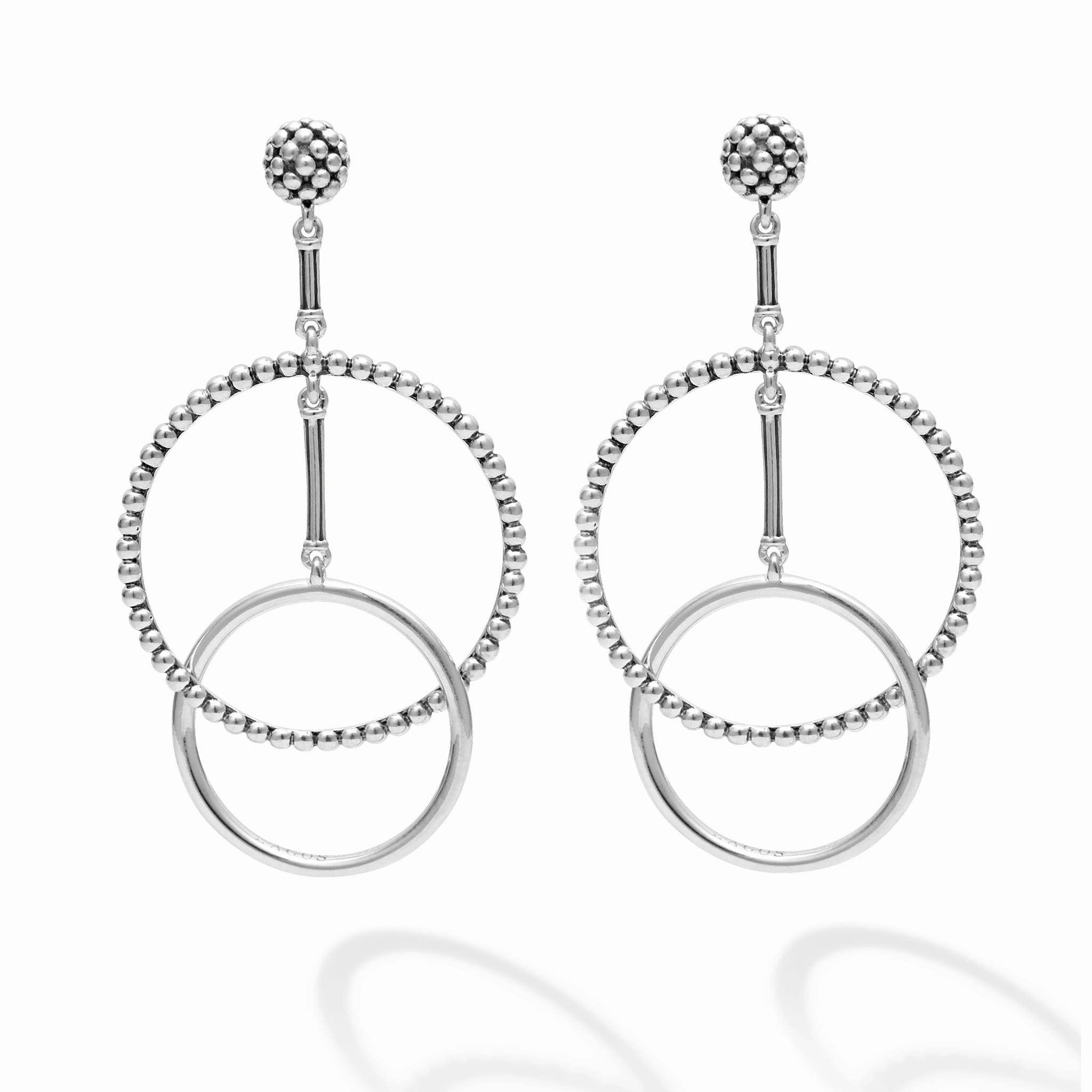 Signature Caviar Double Circle Drop Earrings