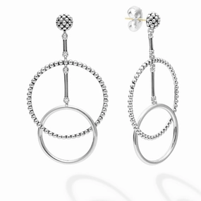 Signature Caviar Double Circle Drop Earrings