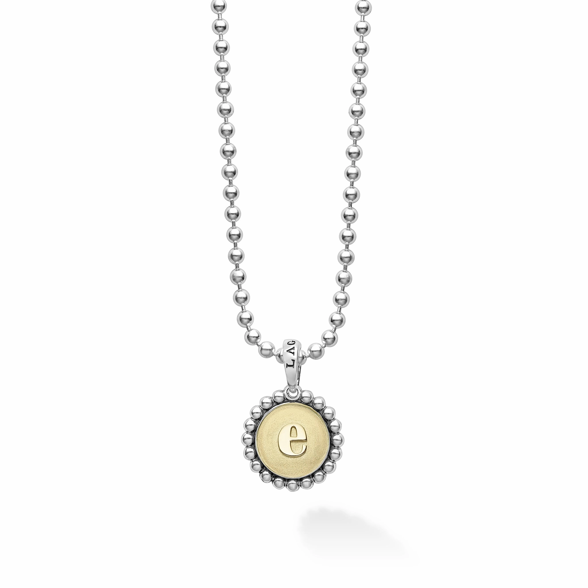Signature Caviar E Initial Charm Necklace
