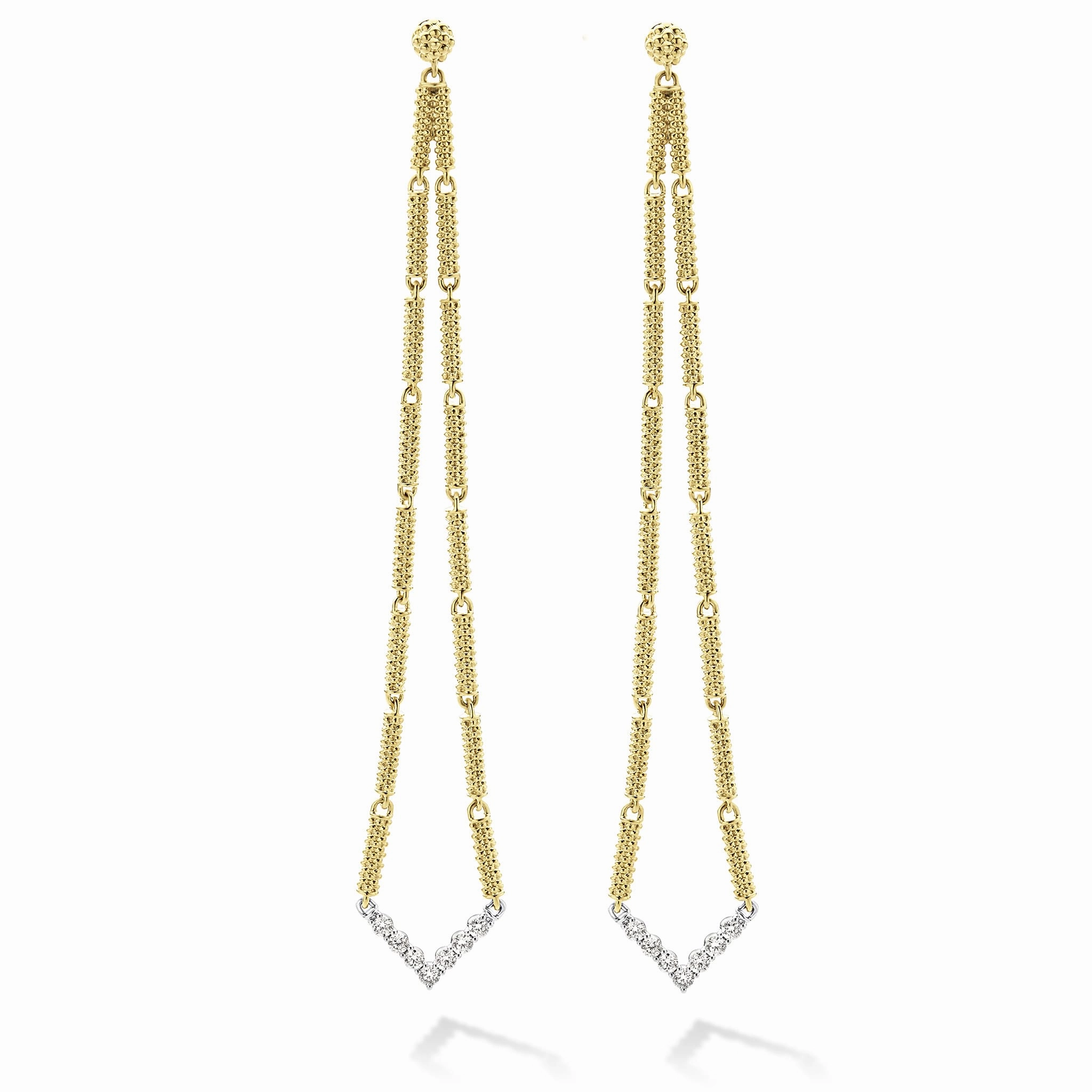 Signature Caviar Extra Long Superfine Diamond Drop Earrings