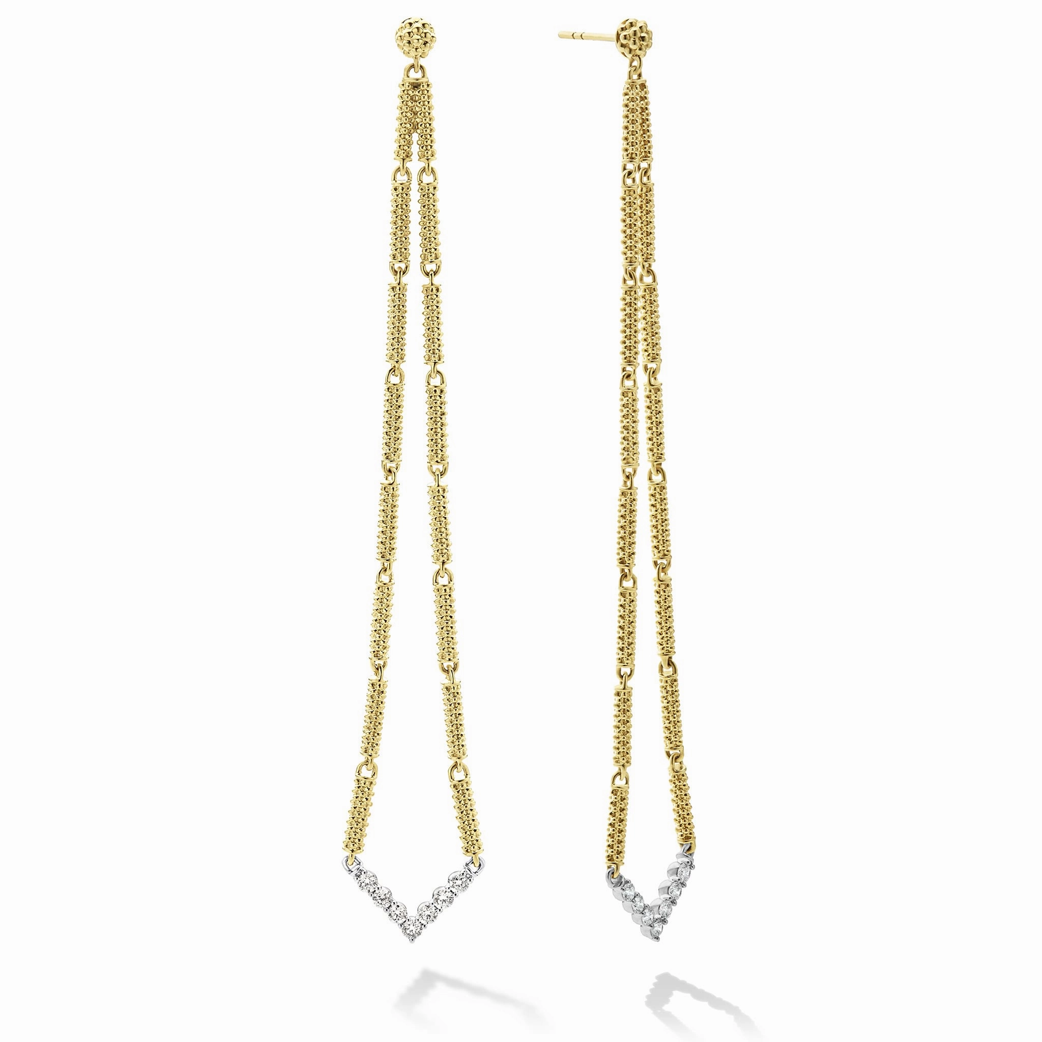 Signature Caviar Extra Long Superfine Diamond Drop Earrings