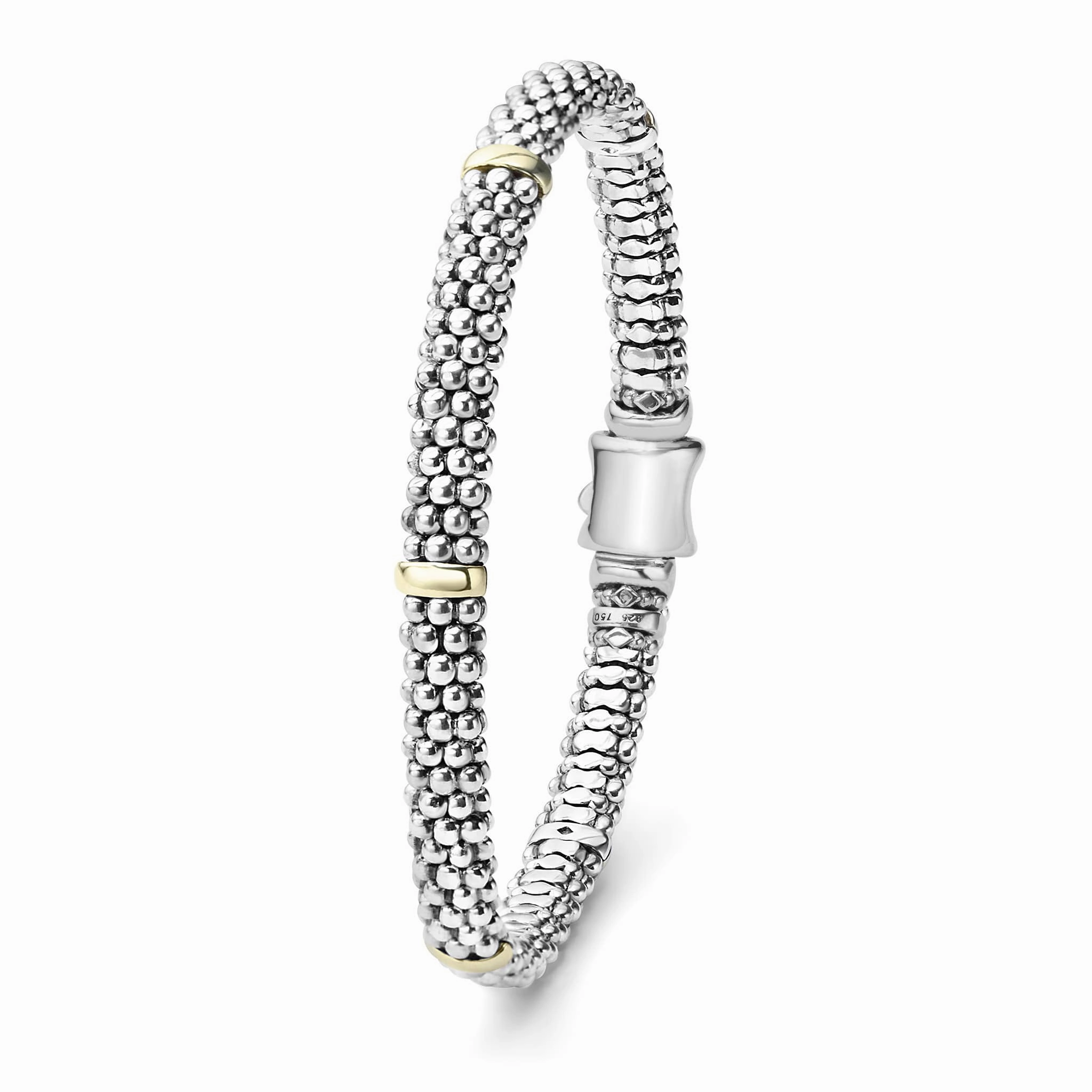 Signature Caviar Five Gold Station Caviar Bracelet | 6mm
