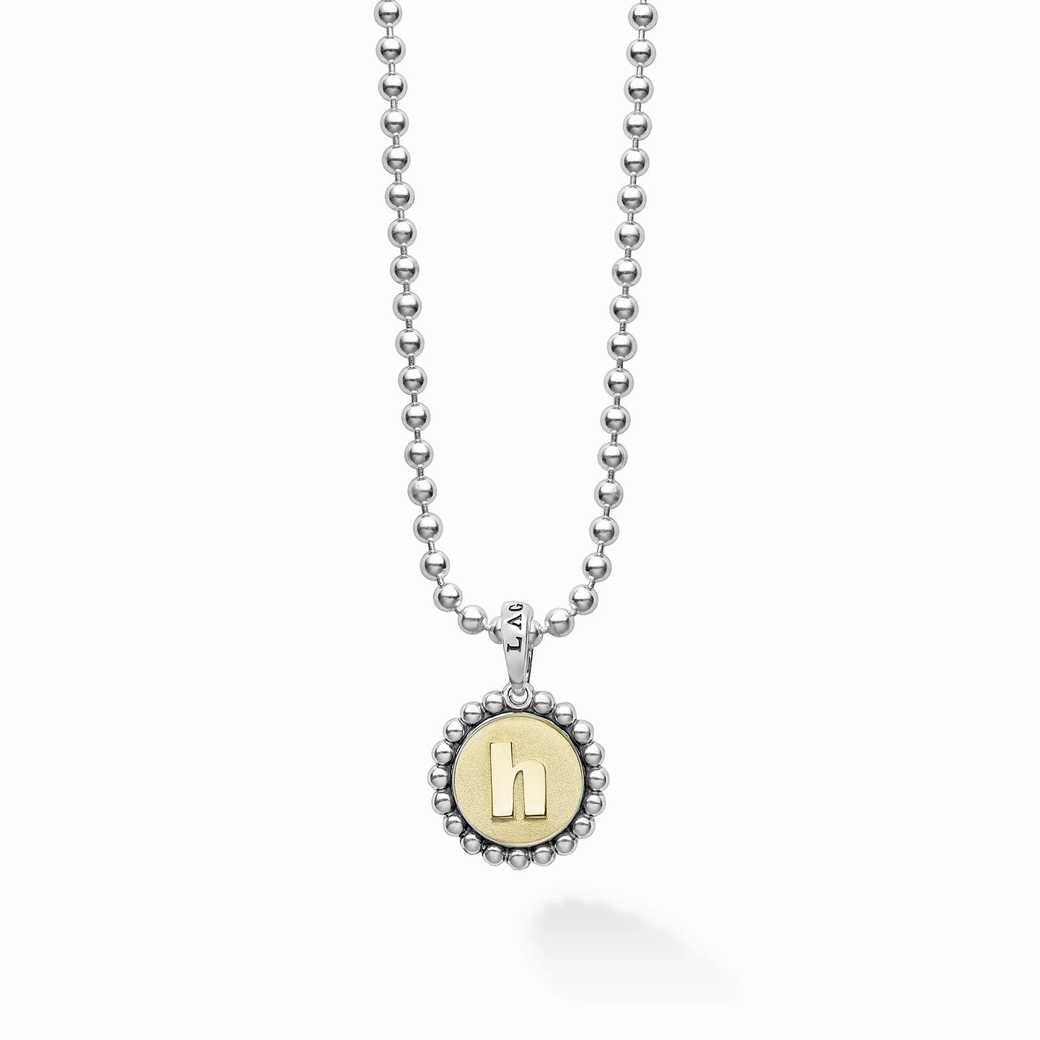 Signature Caviar H Initial Charm Necklace
