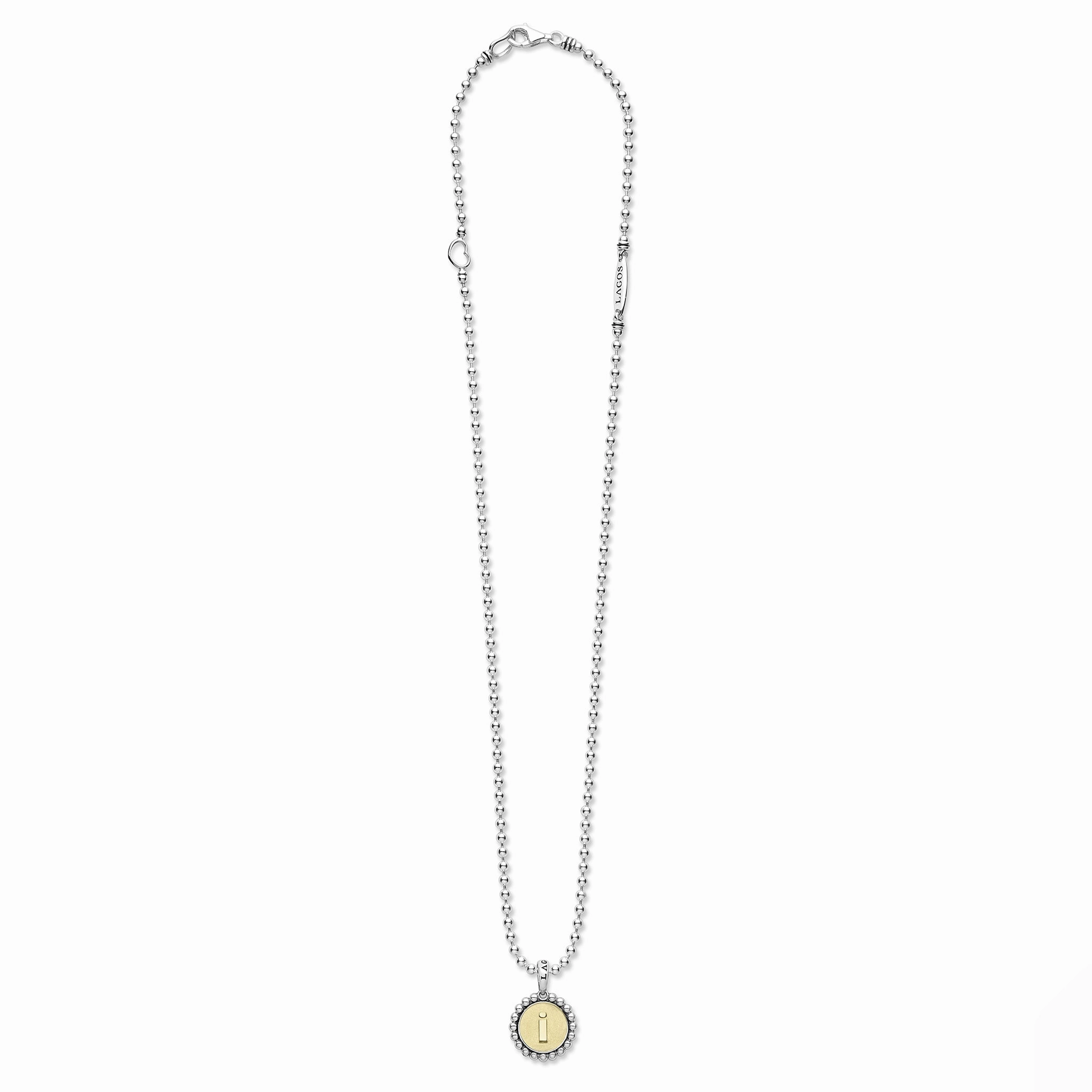 Signature Caviar I Initial Charm Necklace