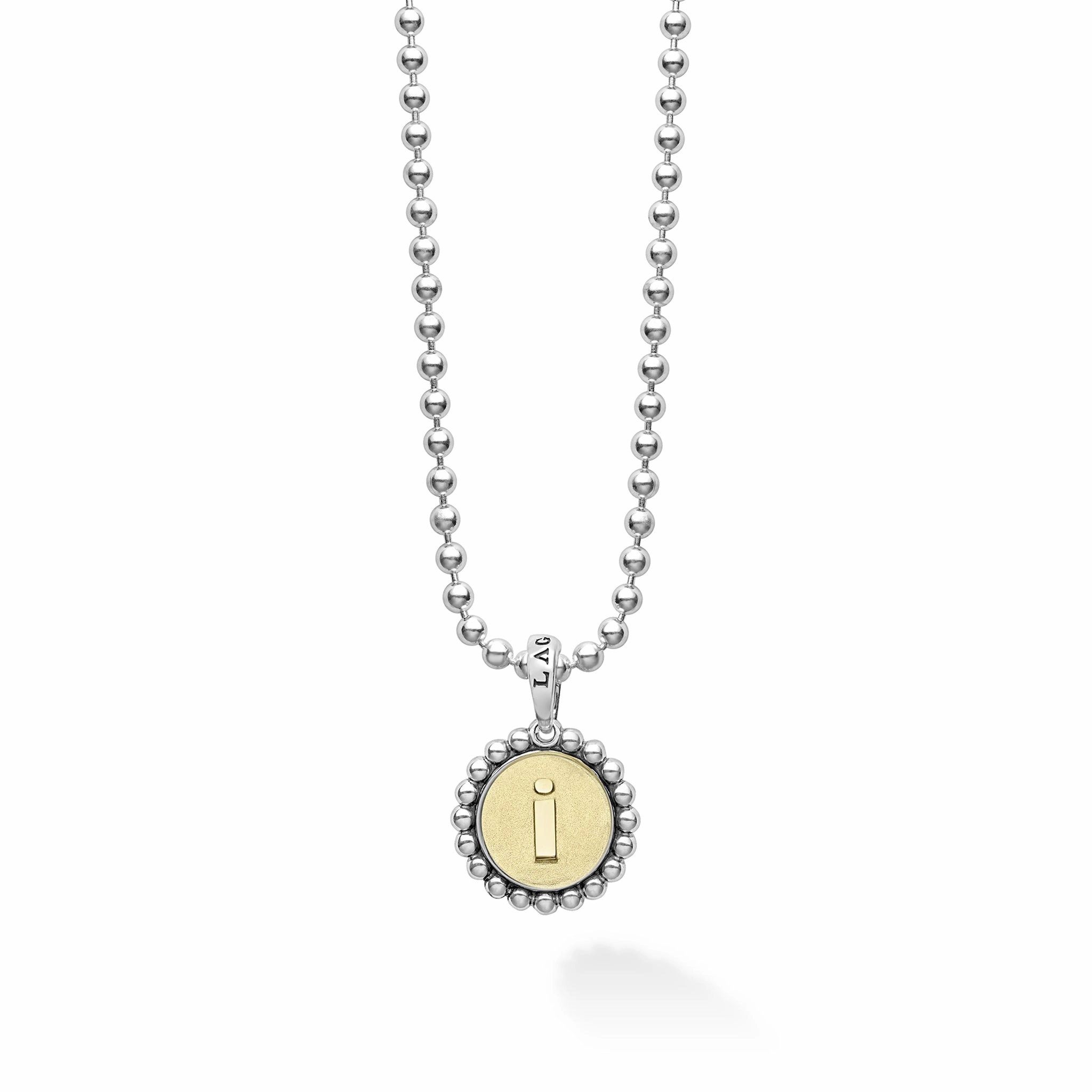 Signature Caviar I Initial Charm Necklace