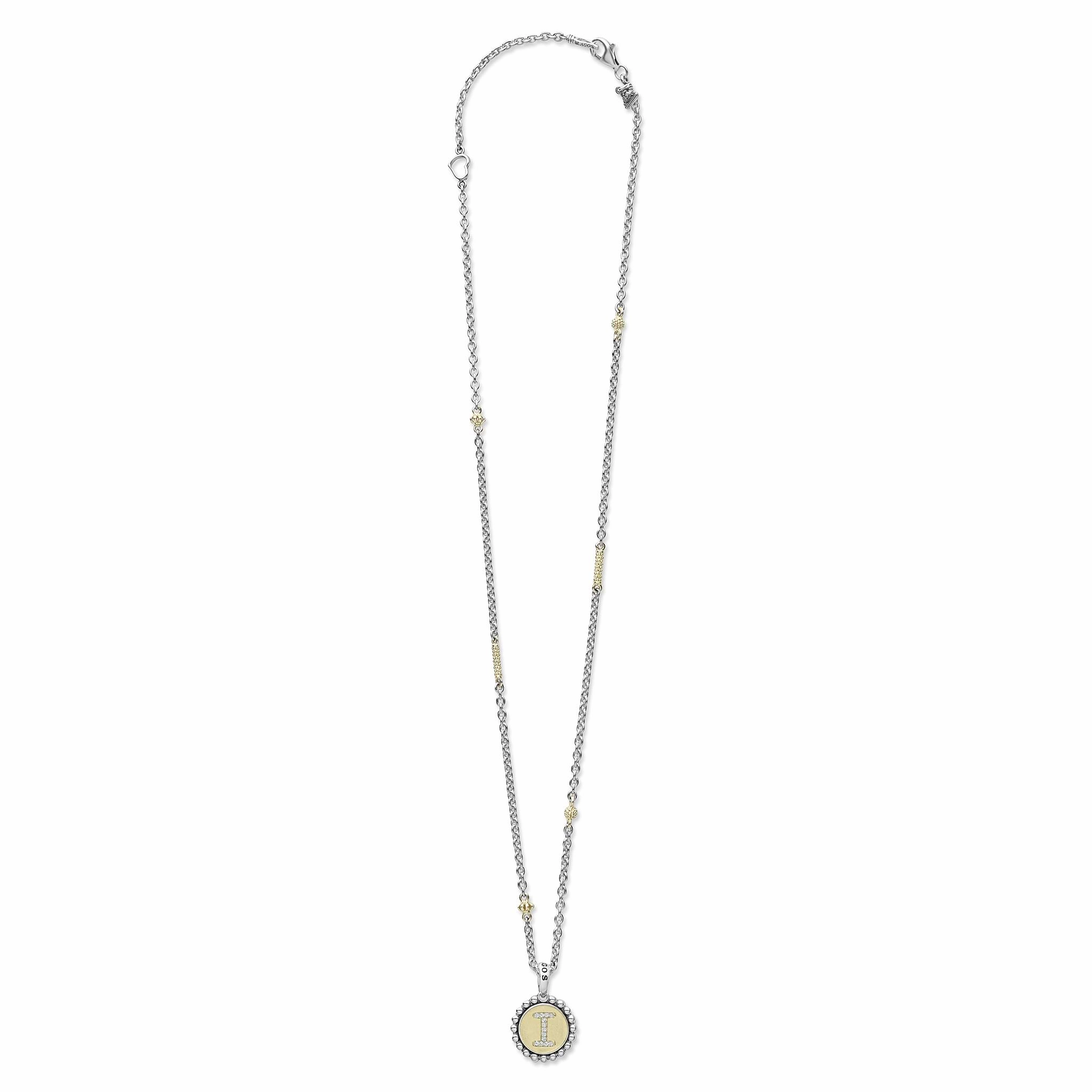 Signature Caviar I Initial Diamond Charm Necklace