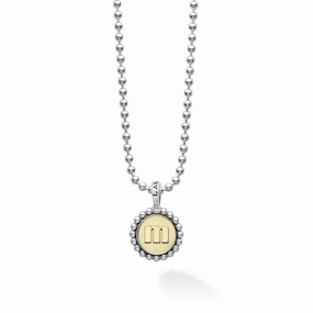 Signature Caviar M Initial Charm Necklace