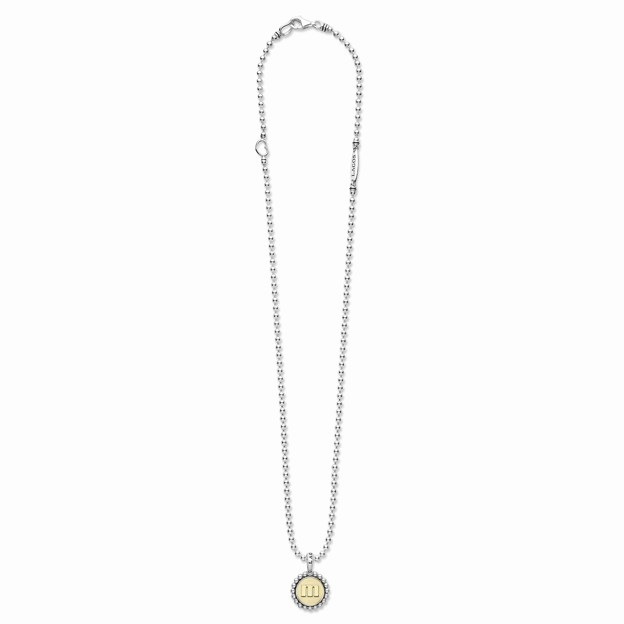Signature Caviar M Initial Charm Necklace