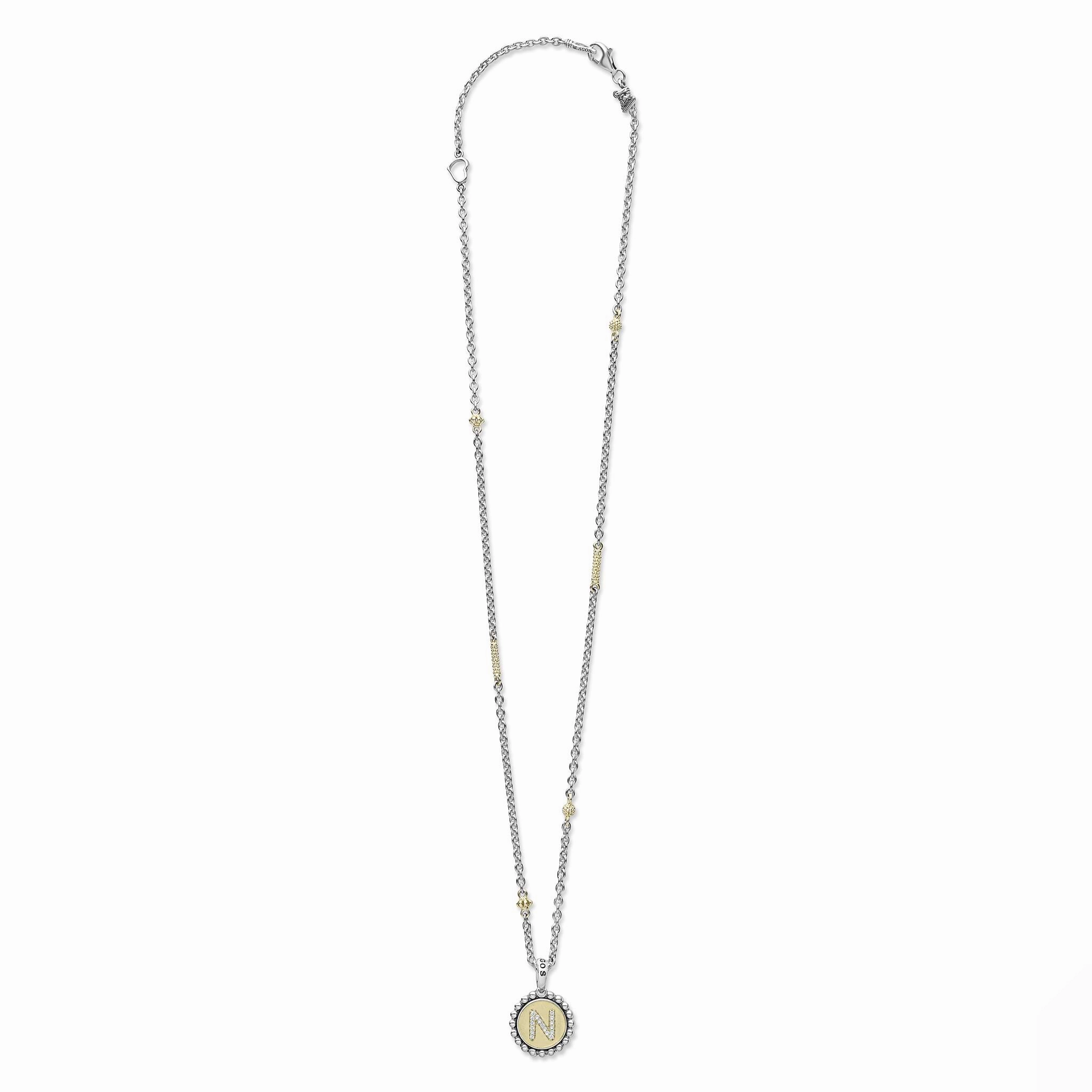 Signature Caviar N Initial Diamond Charm Necklace