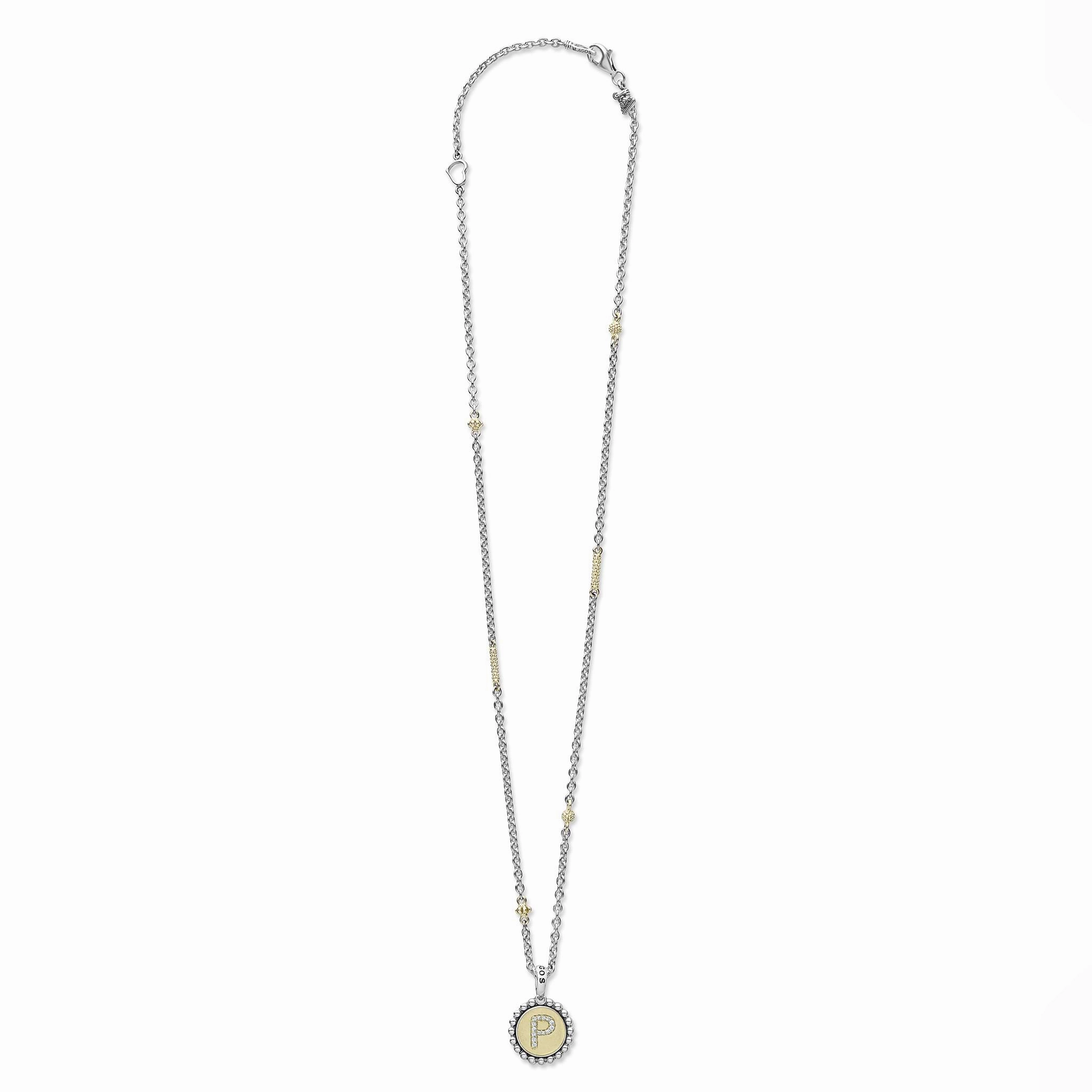 Signature Caviar P Initial Diamond Charm Necklace