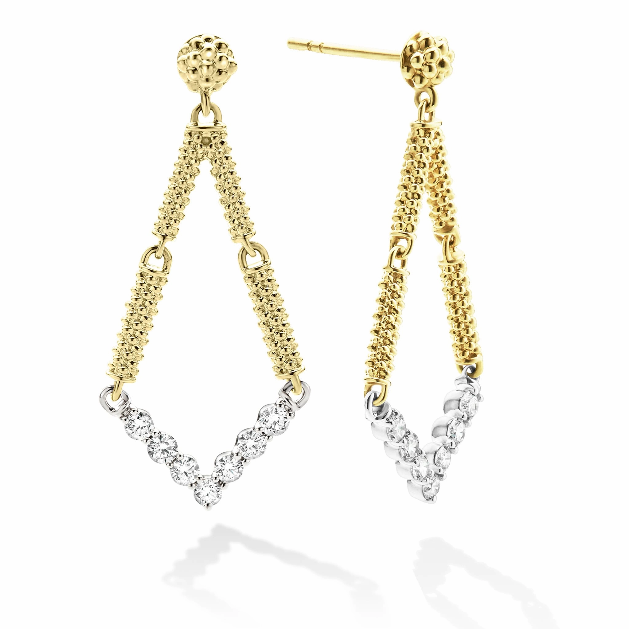 Signature Caviar Petite Superfine Diamond Drop Earrings