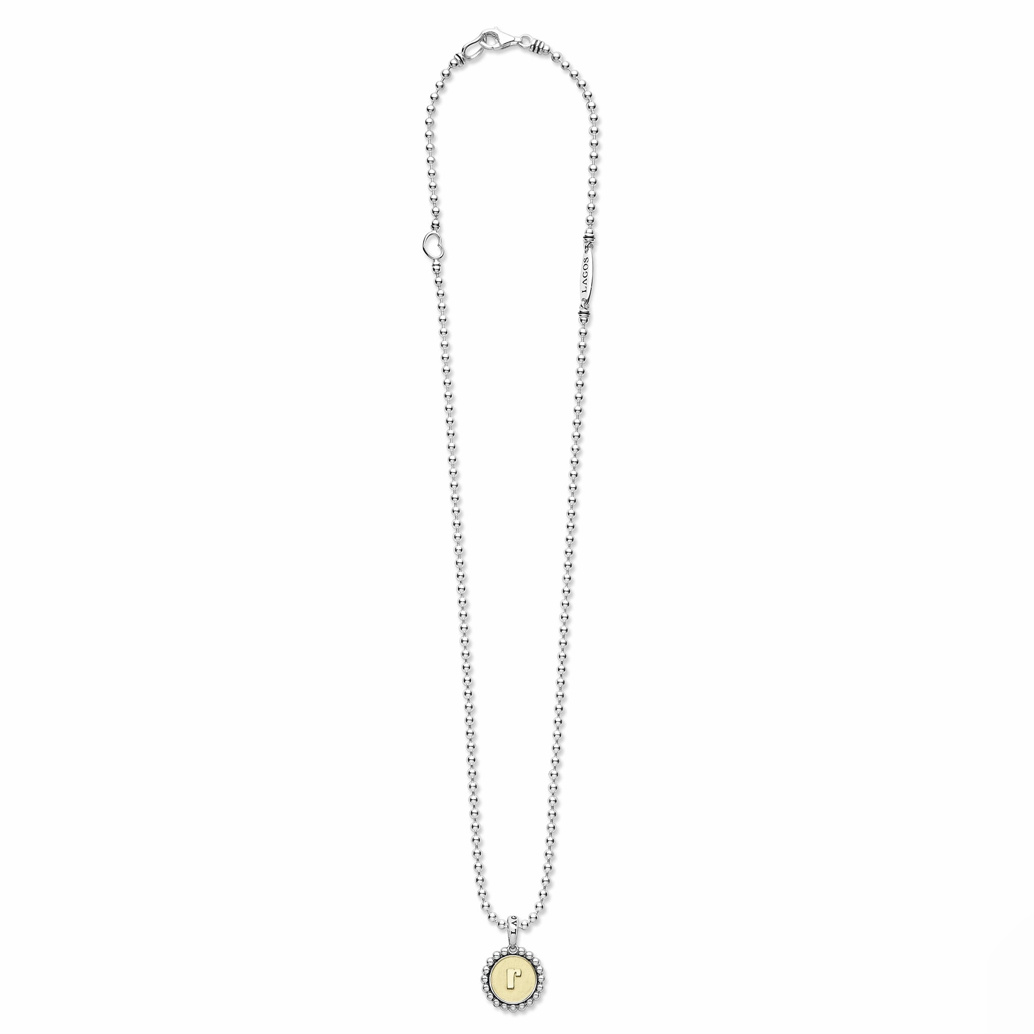 Signature Caviar R Initial Charm Necklace