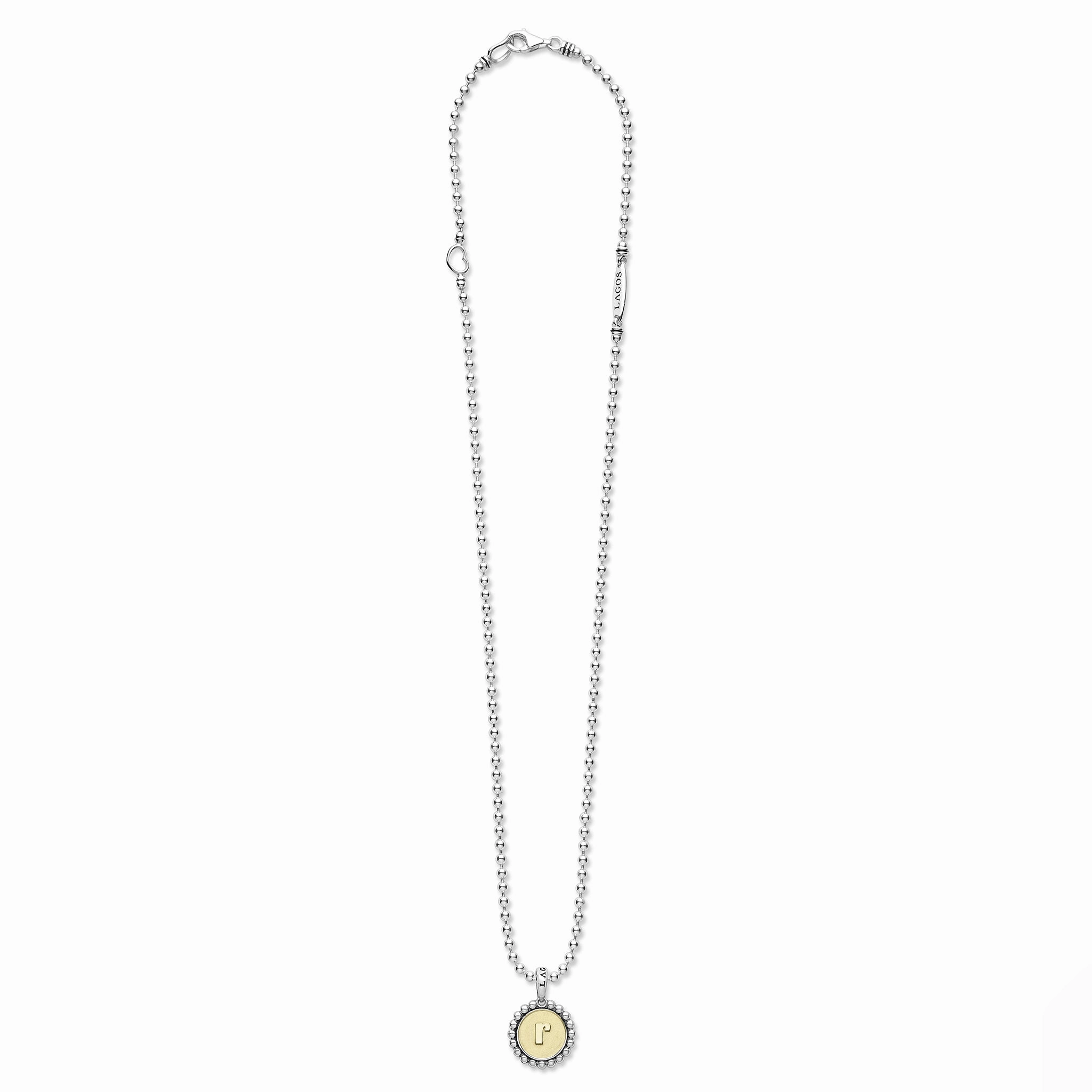 Signature Caviar R Initial Charm Necklace