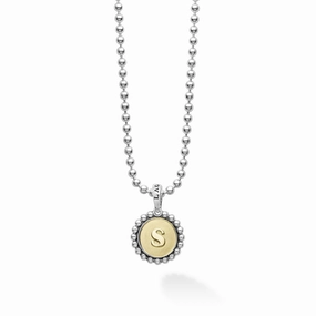 Signature Caviar S Initial Charm Necklace