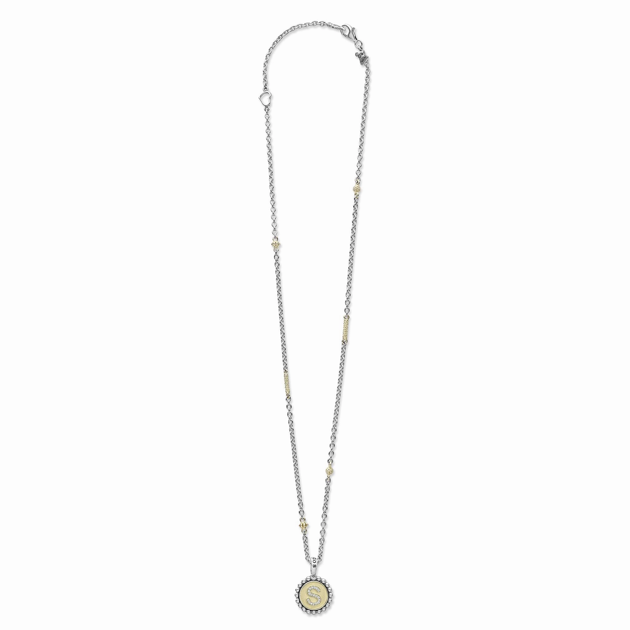 Signature Caviar S Initial Diamond Charm Necklace