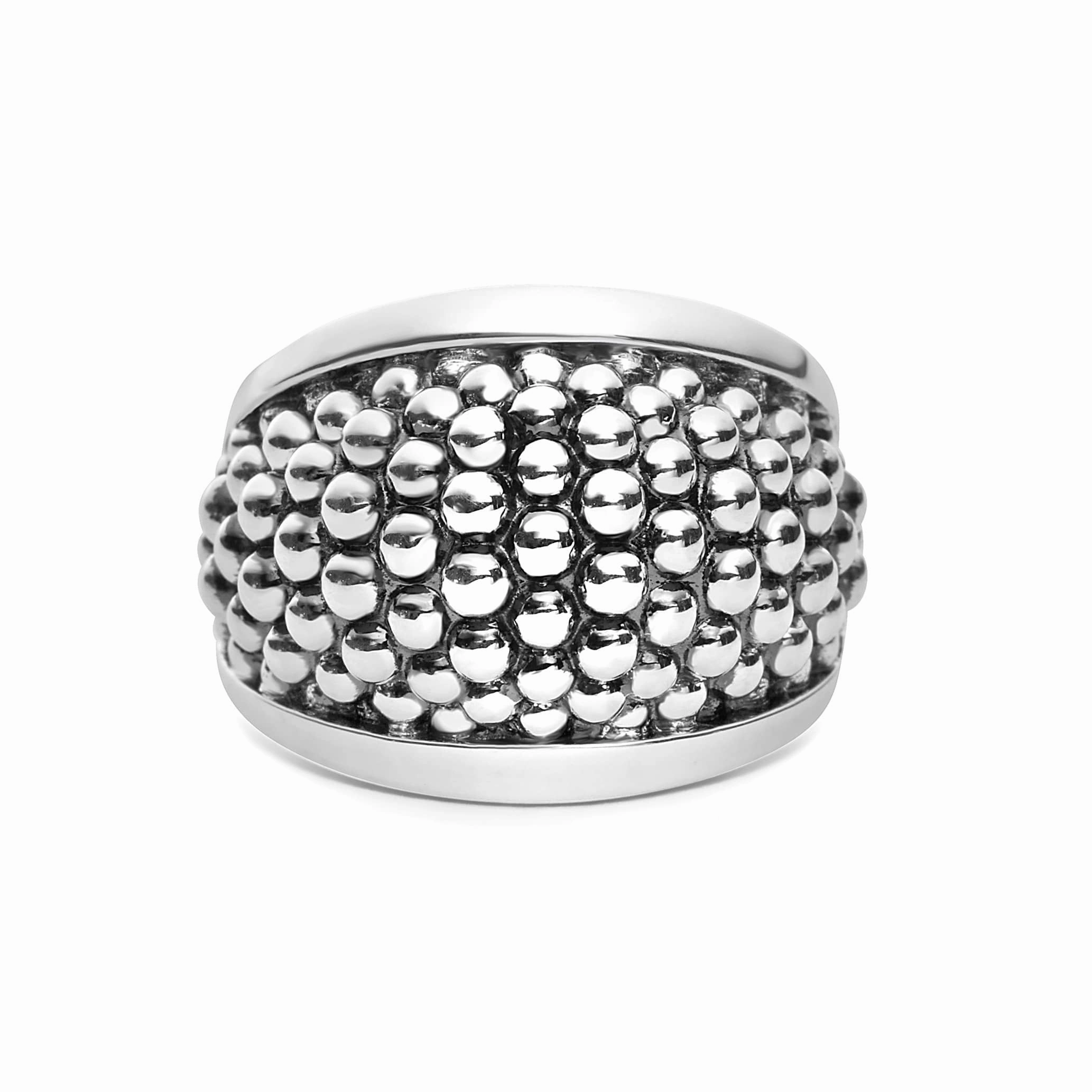 Signature Caviar Silver Beaded Statement Ring