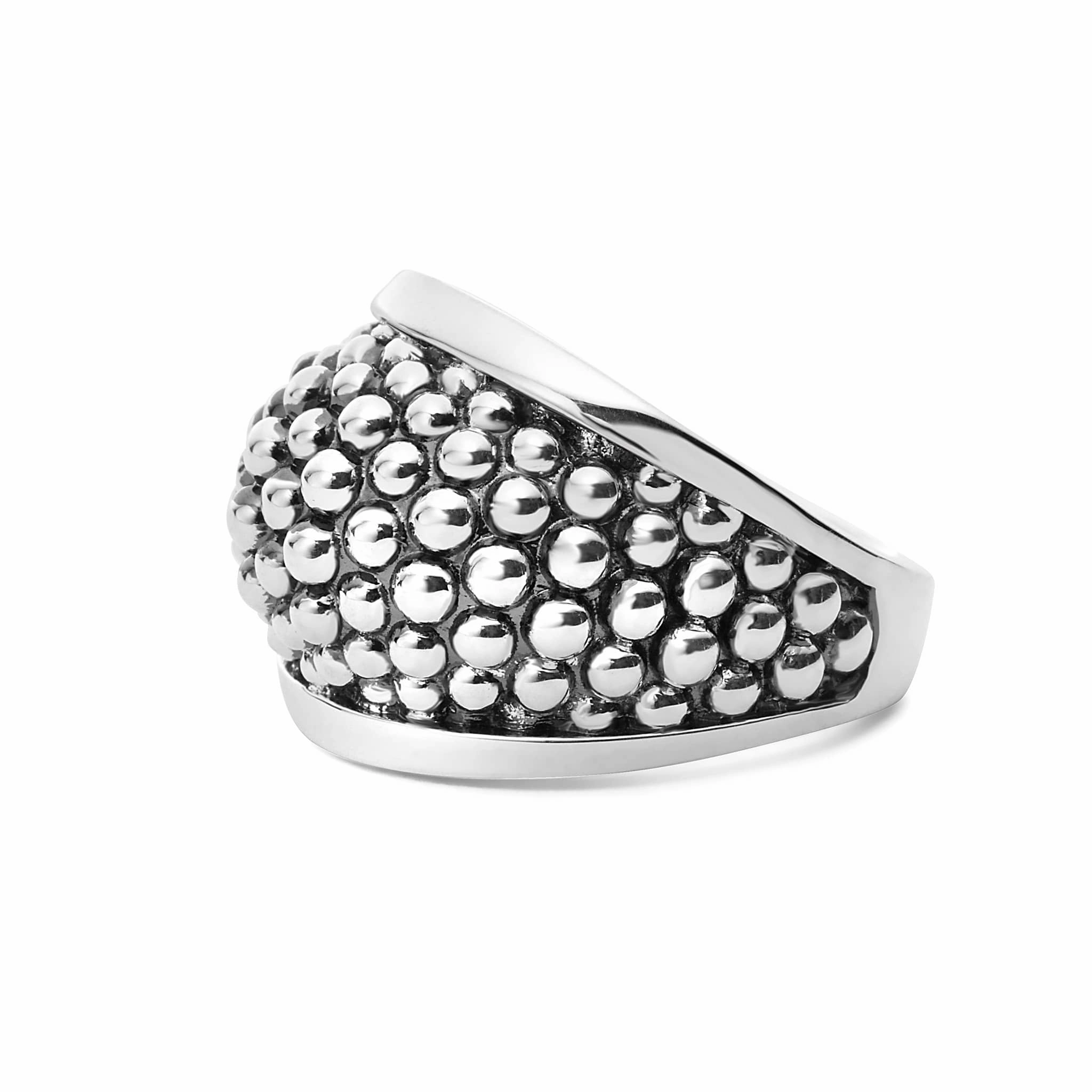 Signature Caviar Silver Beaded Statement Ring