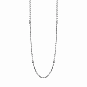 Signature Caviar Silver Beaded Station Necklace