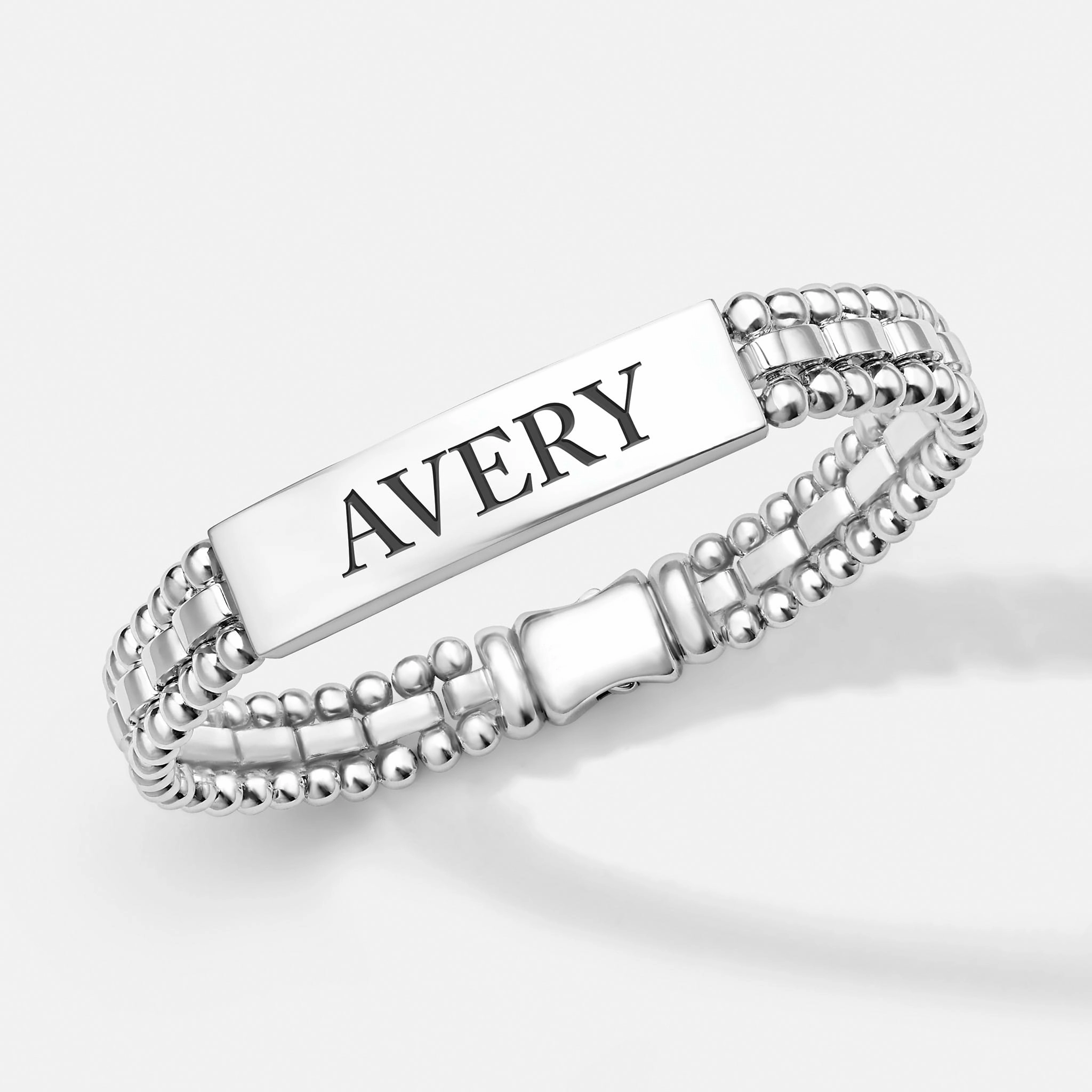 Signature Caviar Silver Engravable ID Link Bracelet