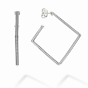 Signature Caviar Square Caviar Hoop Earrings