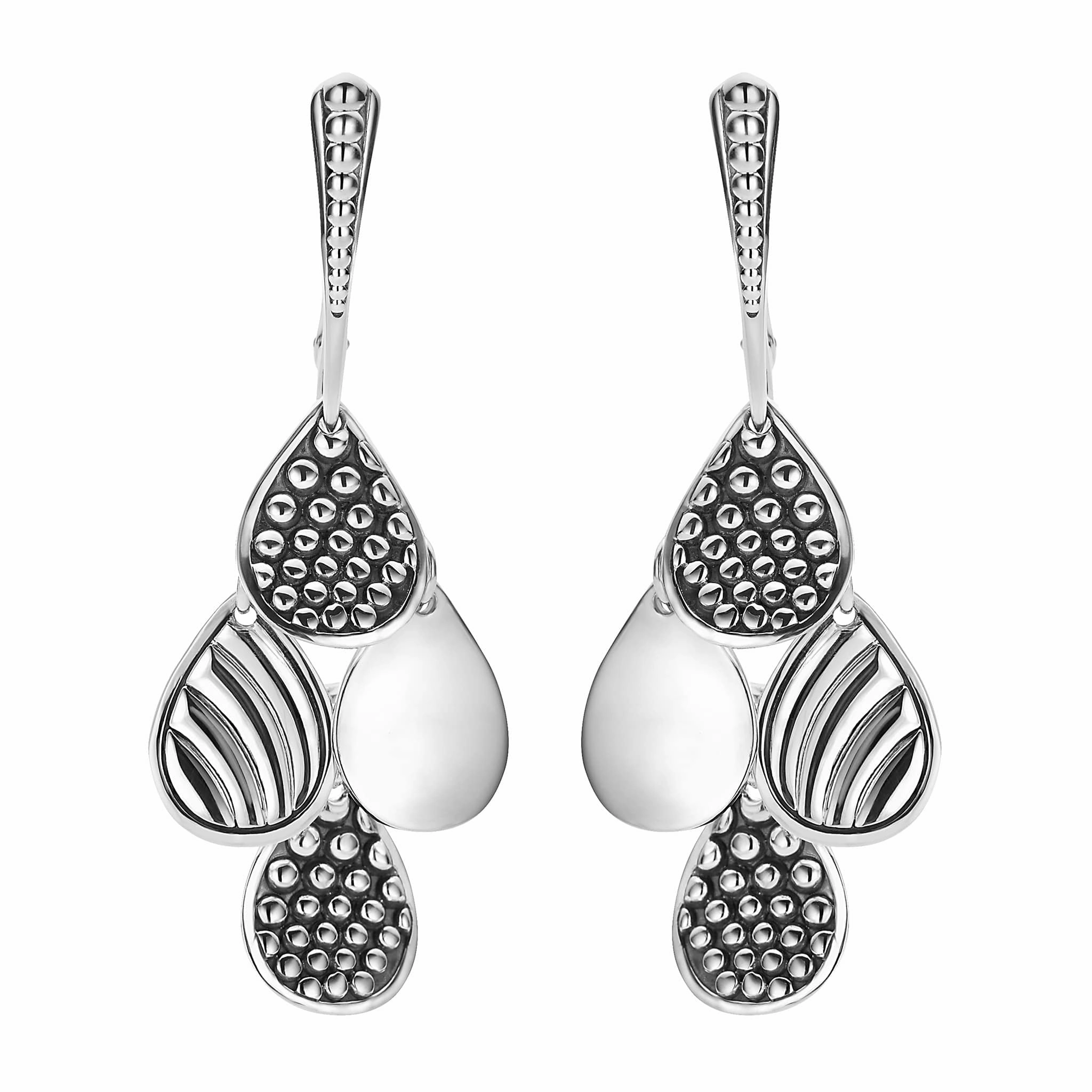 Signature Caviar Sterling Silver Drop Earrings