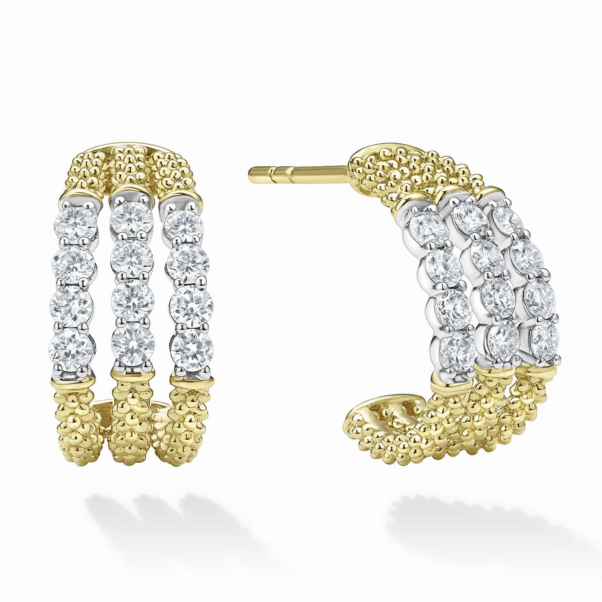 Signature Caviar Superfine Diamond Hoop Earrings