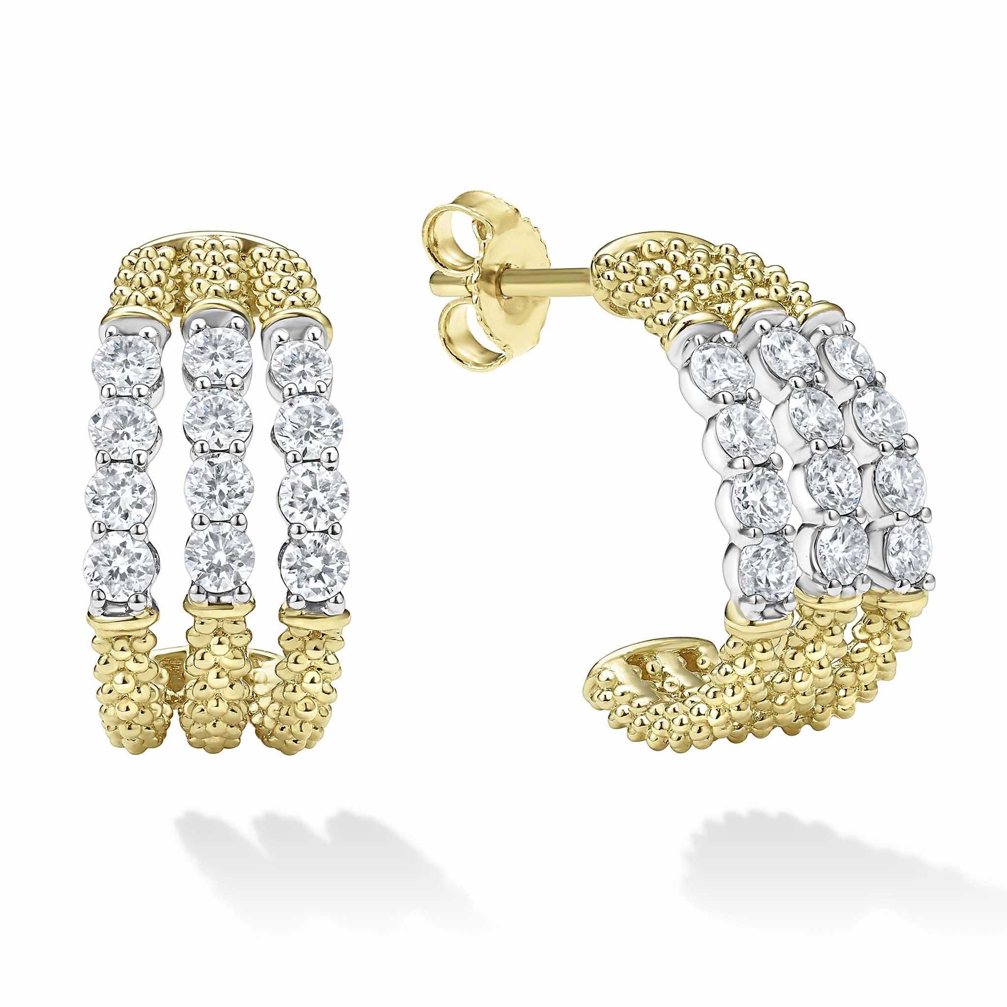 Signature Caviar Superfine Diamond Hoop Earrings