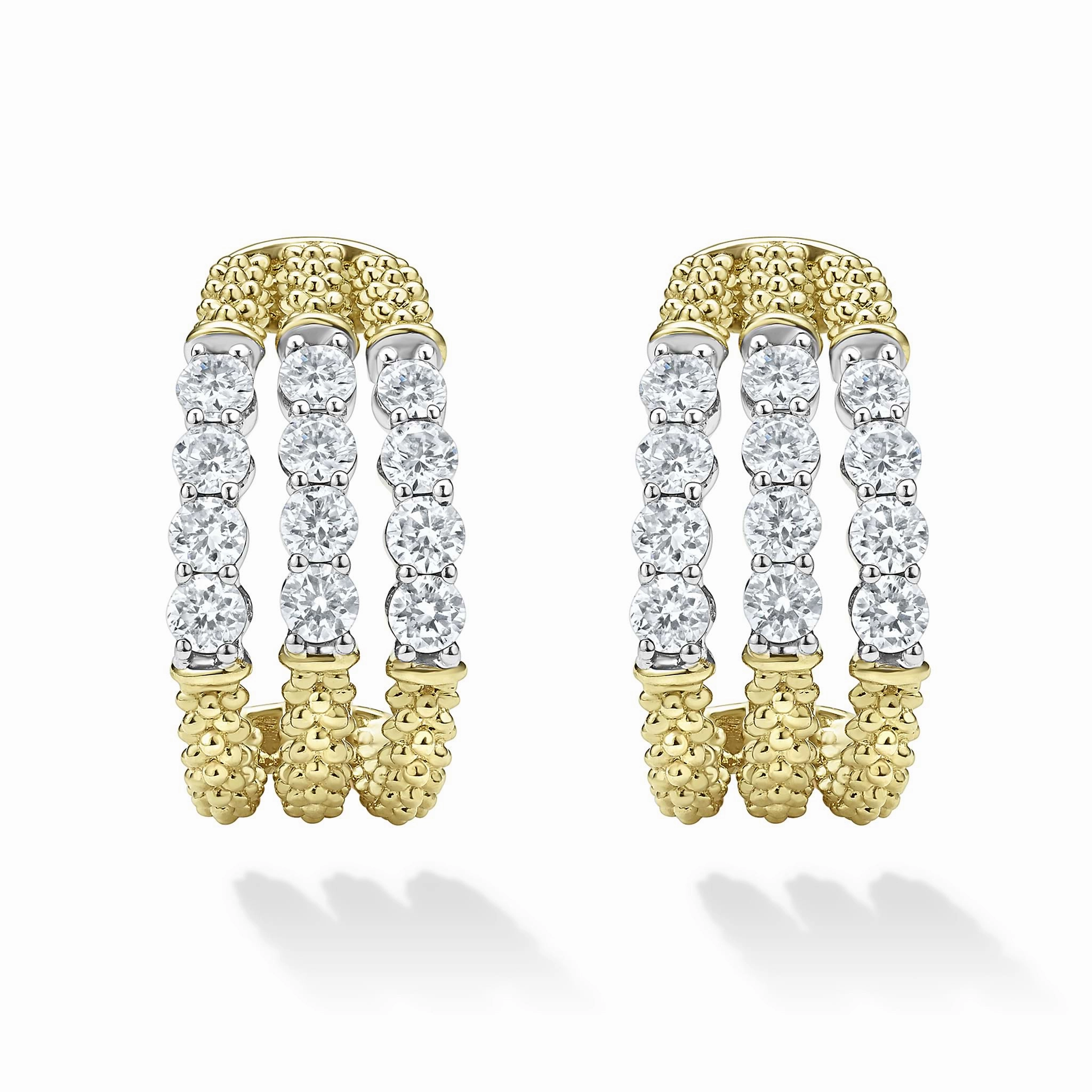 Signature Caviar Superfine Diamond Hoop Earrings