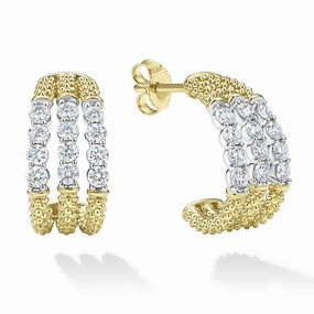 Signature Caviar Superfine Diamond Hoop Earrings