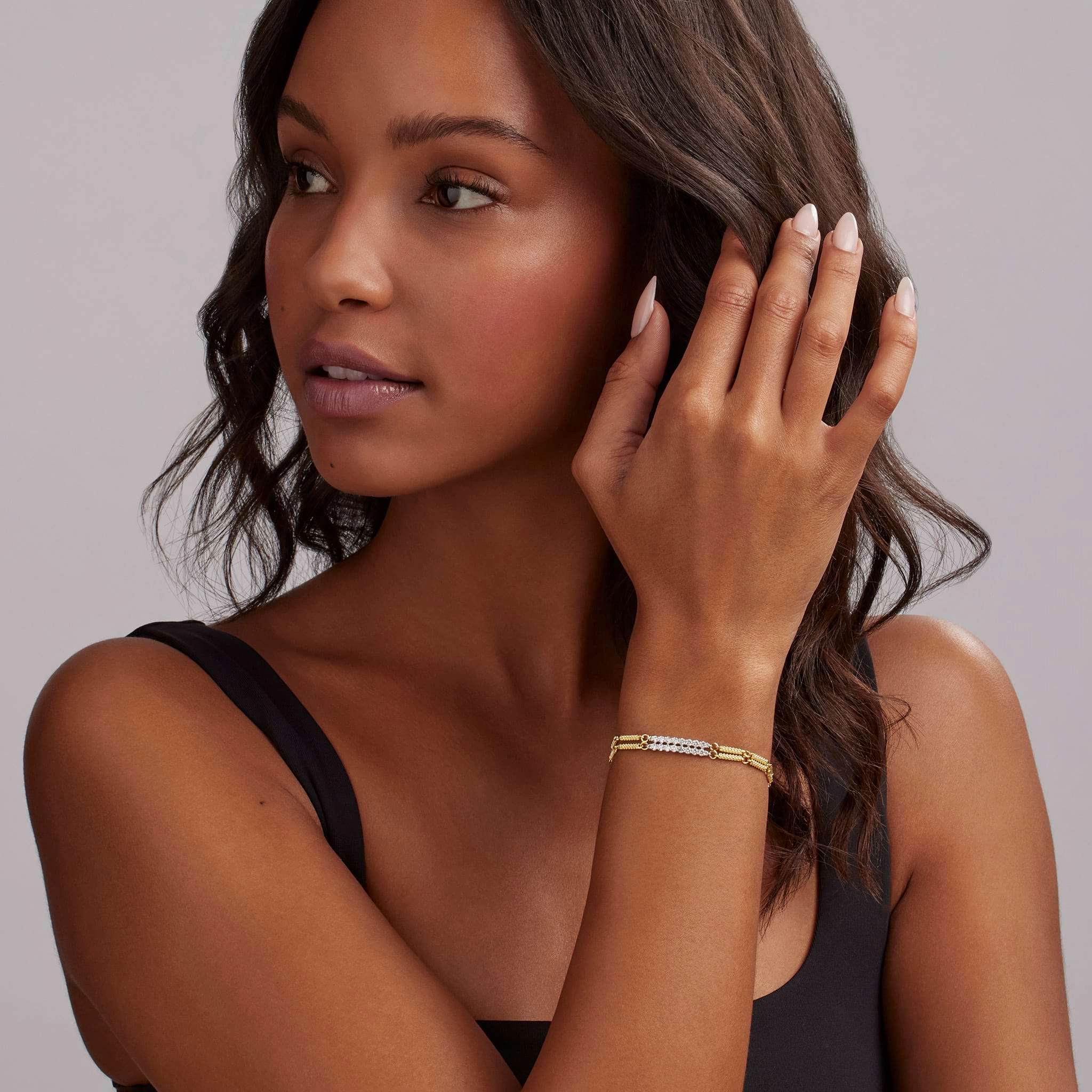 Signature Caviar Superfine Double Link Diamond Bracelet