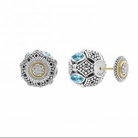 Signature Caviar Swiss Blue Topaz Earring Backs