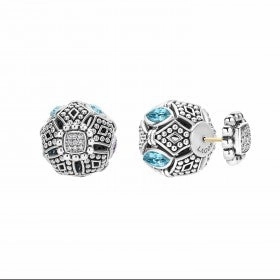 Signature Caviar Swiss Blue Topaz Earring Backs