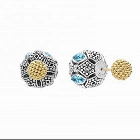 Signature Caviar Swiss Blue Topaz Earring Backs