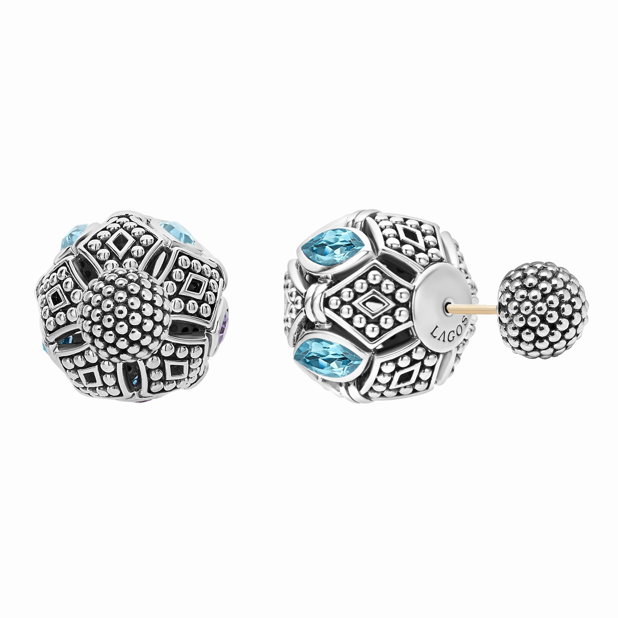 Signature Caviar Swiss Blue Topaz Earring Backs