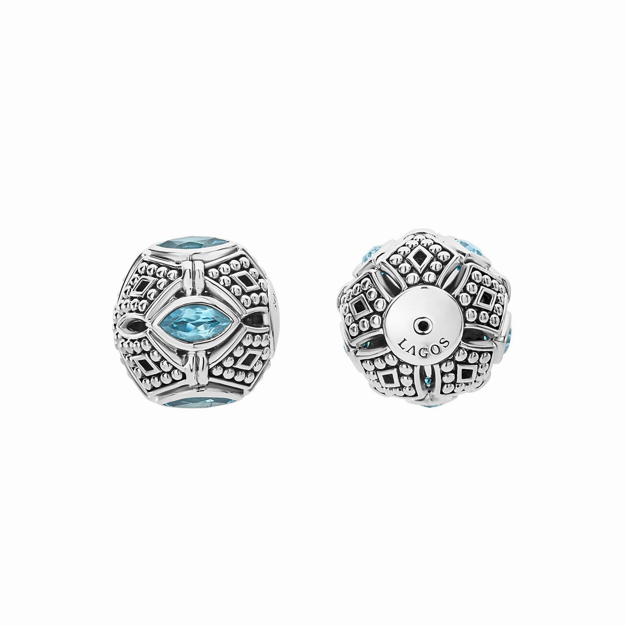 Signature Caviar Swiss Blue Topaz Earring Backs