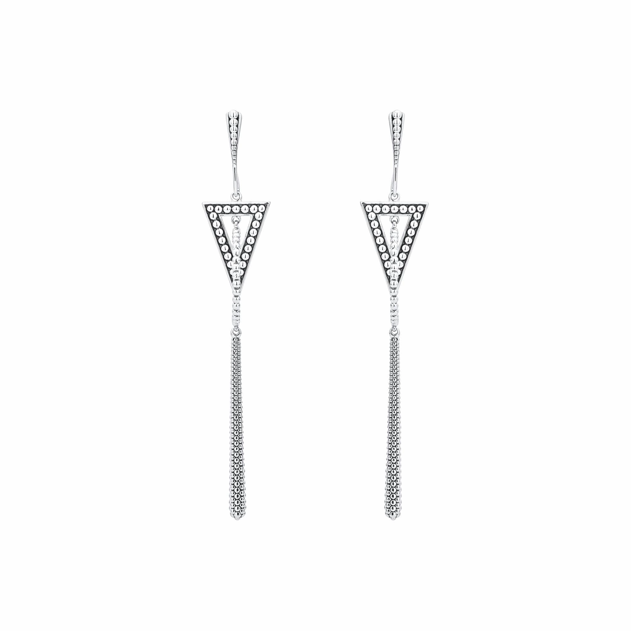 Signature Caviar Triangle Circle Drop Earrings